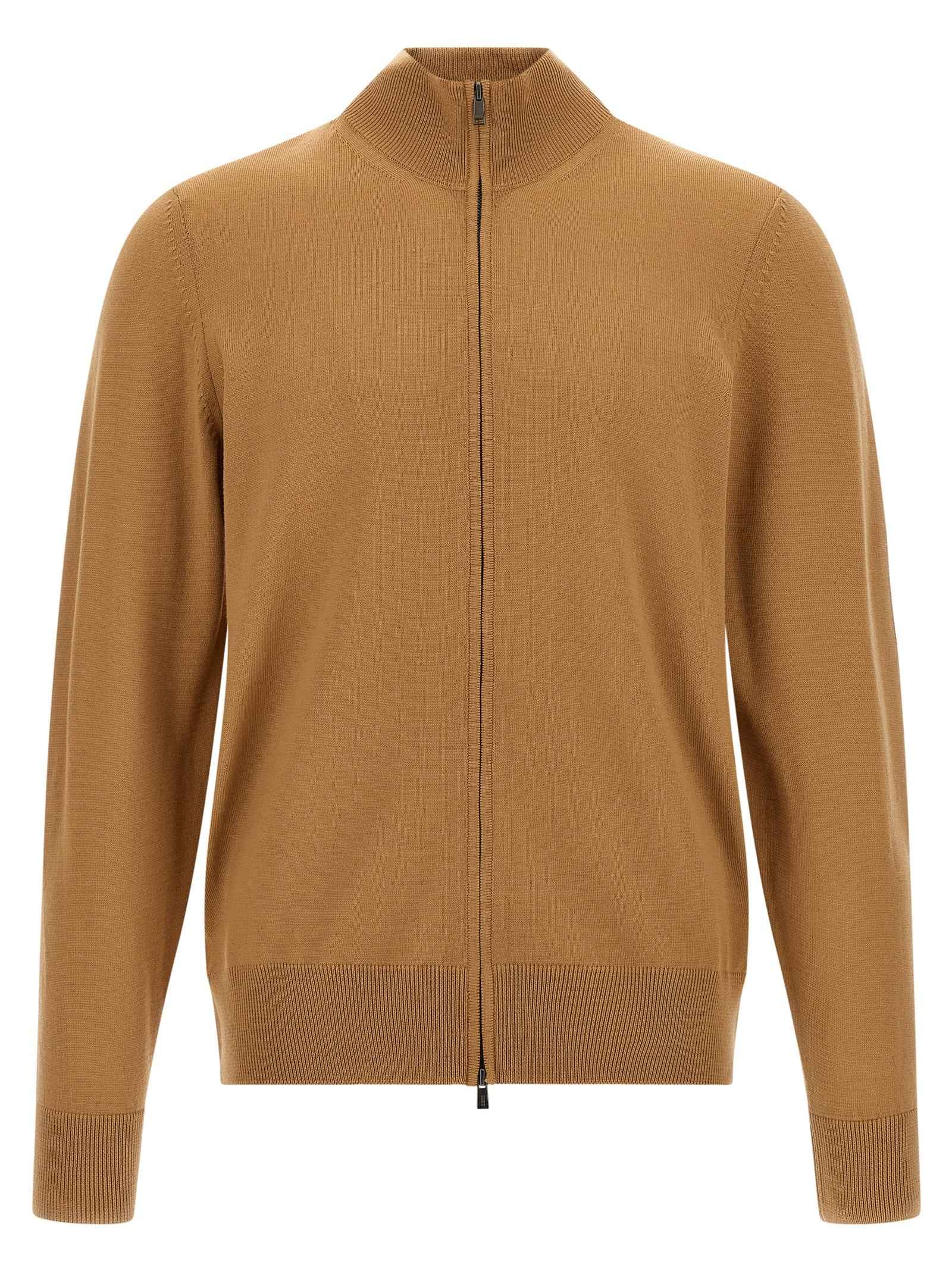 Hugo Boss Brown Virgin Wool Cardigan
