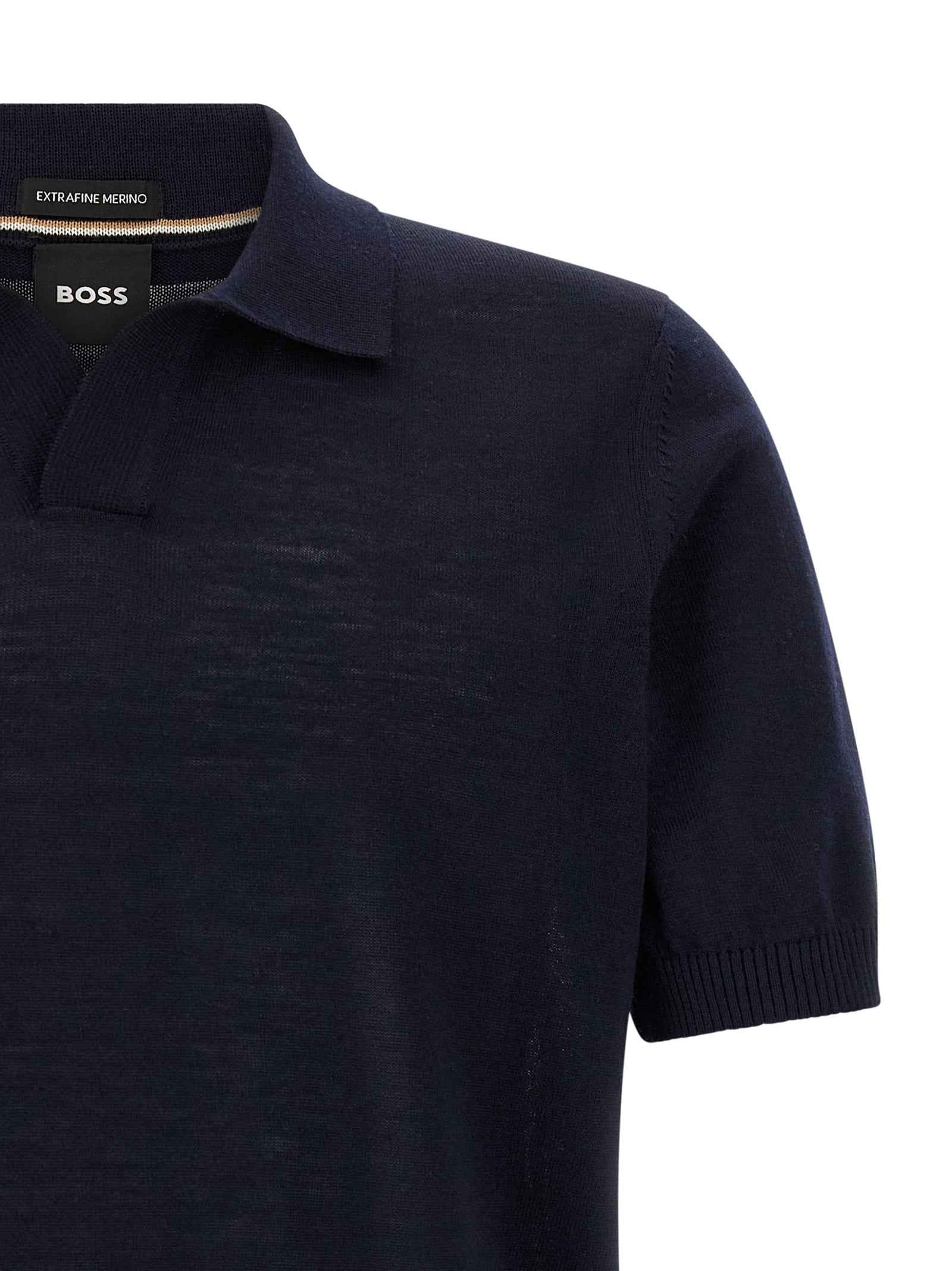 Hugo Boss Blue Virgin Wool Polo Shirt