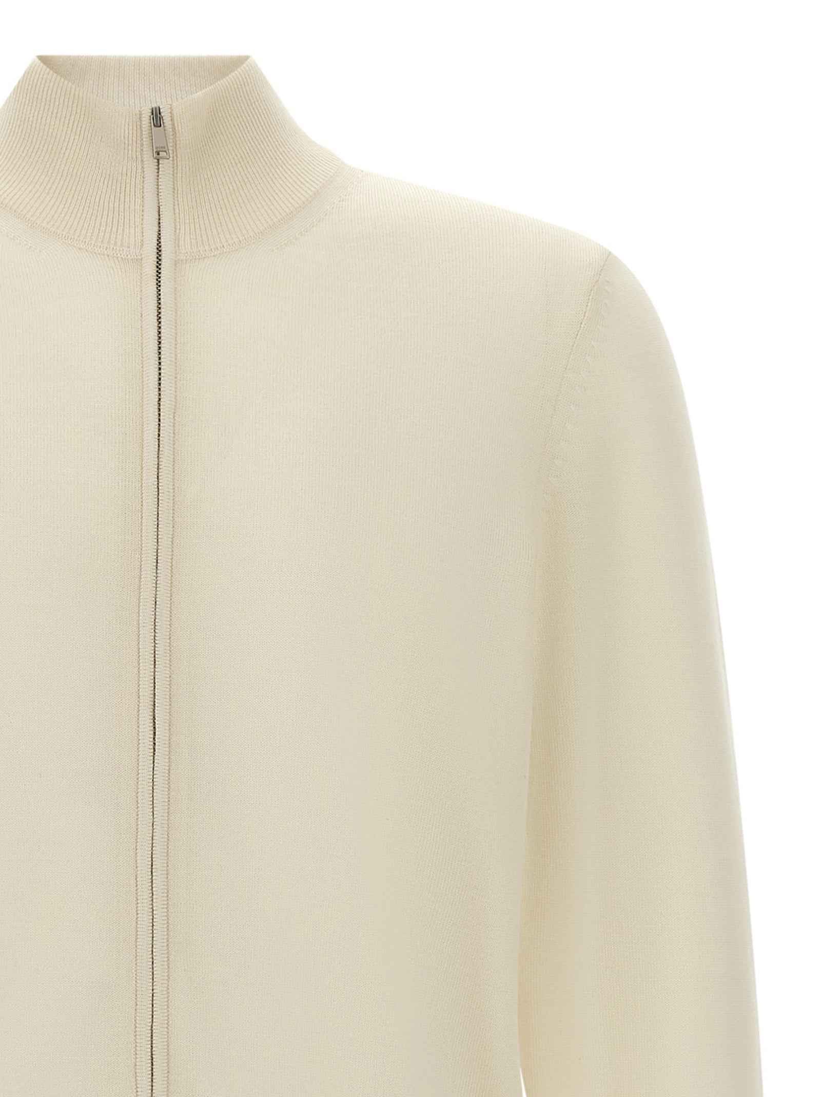 Hugo Boss White Virgin Wool Cardigan