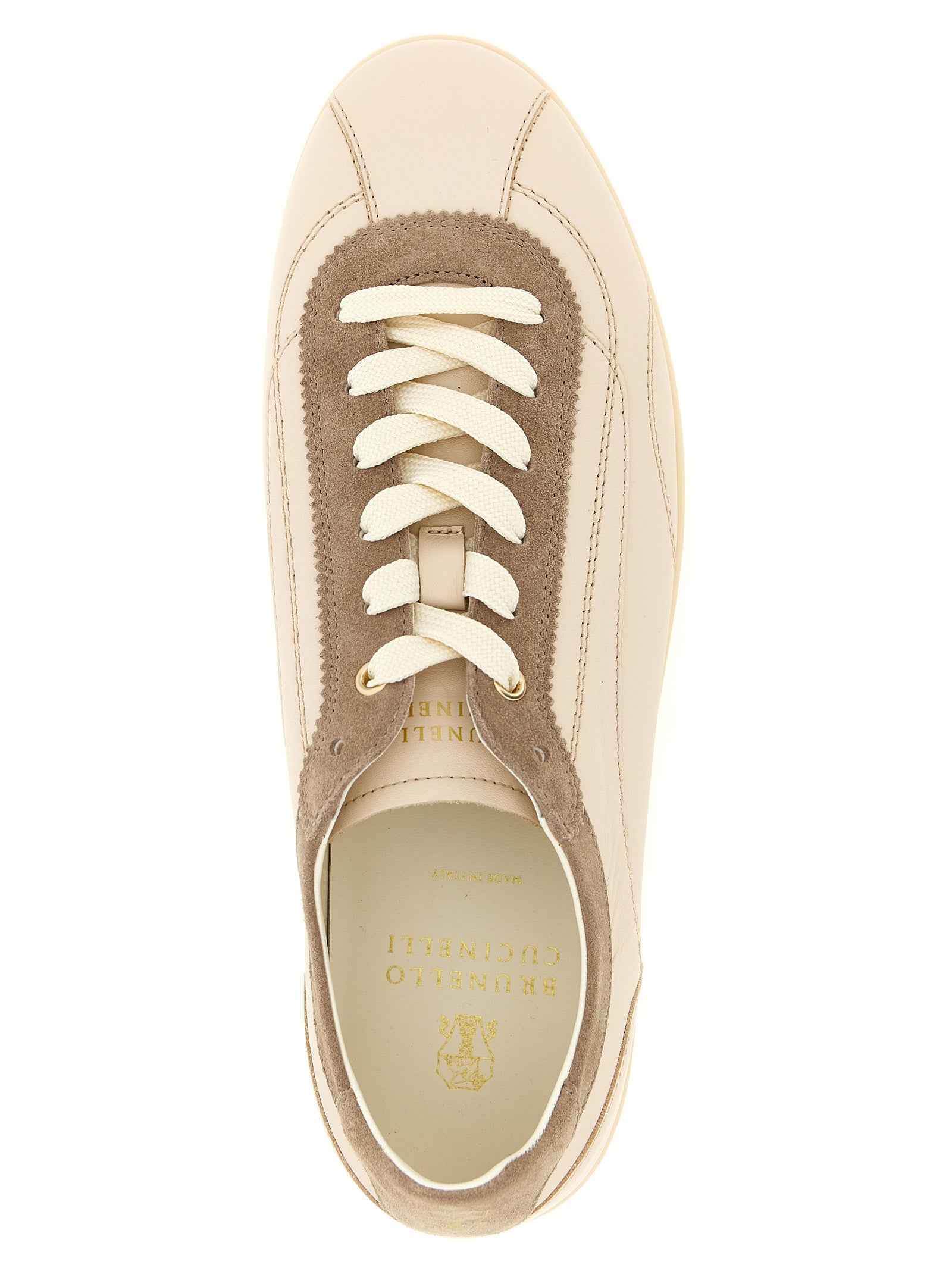 Brunello Cucinelli Beige Calfskin Low Top Sneakers