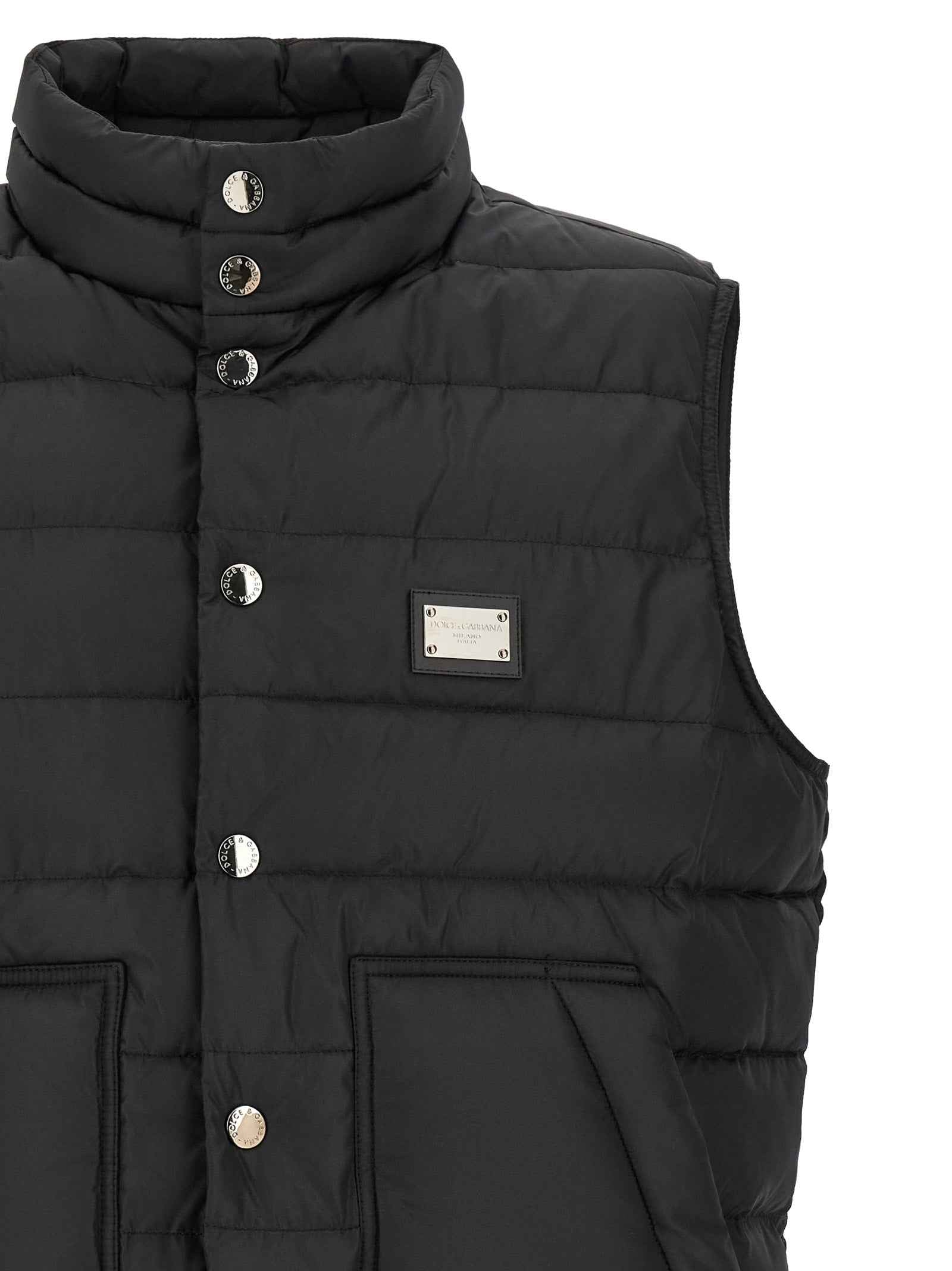 Dolce & Gabbana Black Polyester Sleeveless Jacket