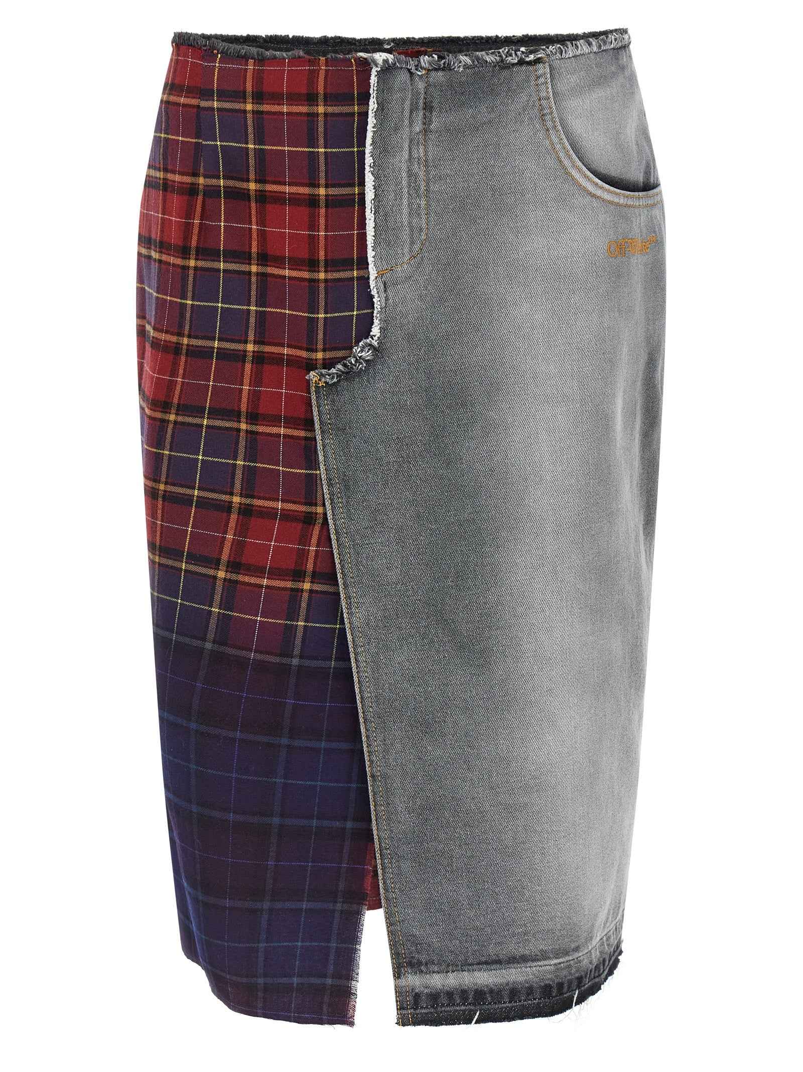 Off-White Multicolor Cotton Midi Skirt