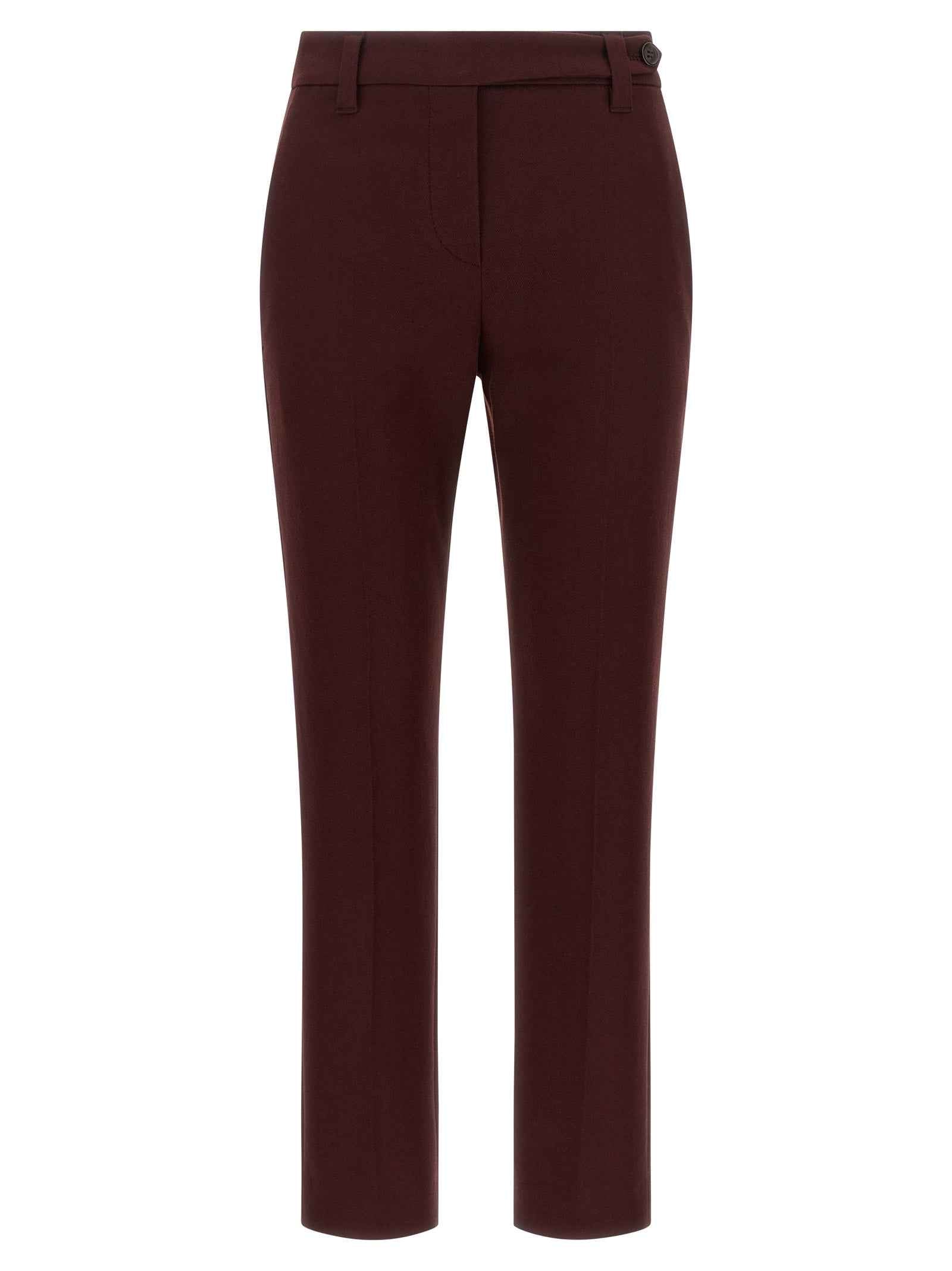 Brunello Cucinelli Bordeaux Cotton Casual Pants