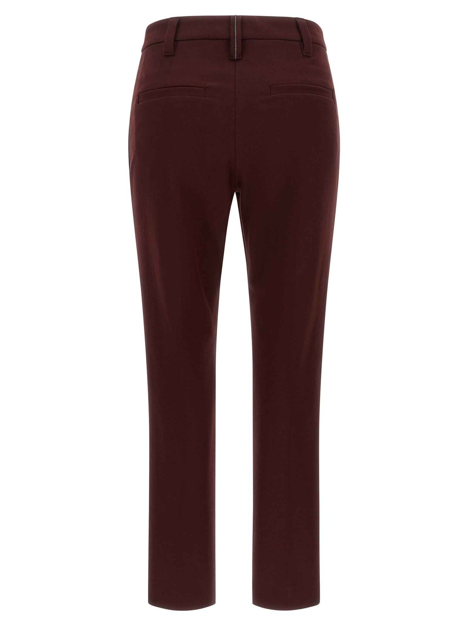 Brunello Cucinelli Bordeaux Cotton Casual Pants