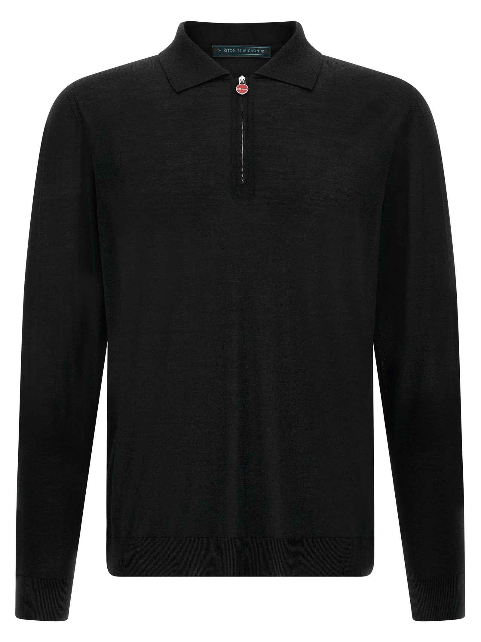 Kiton Black Wool Polo Shirt