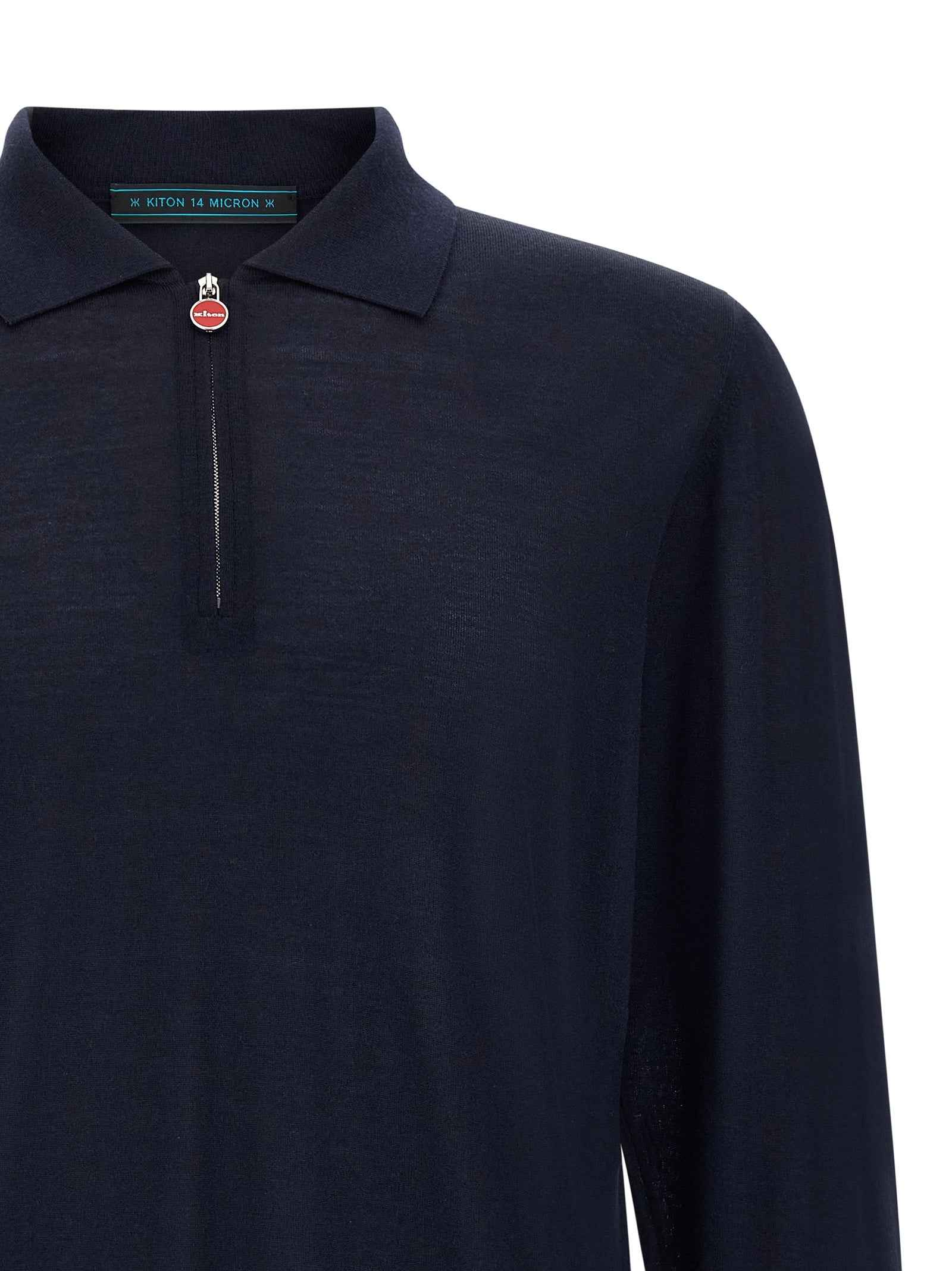 Kiton Blue Wool Polo Shirt