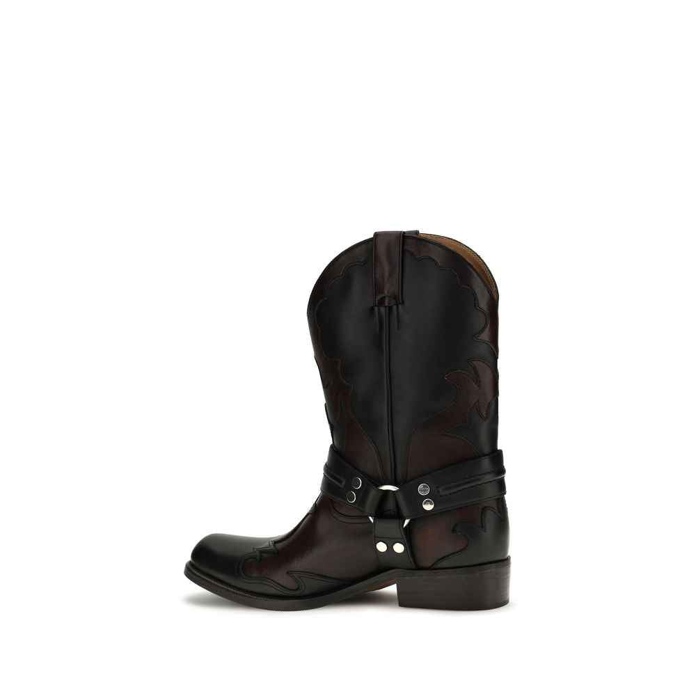 Versace Black Calf Leather Bos Taurus Boots