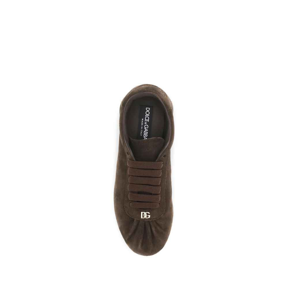 Dolce & Gabbana Brown Suede Leather Low Top Sneakers