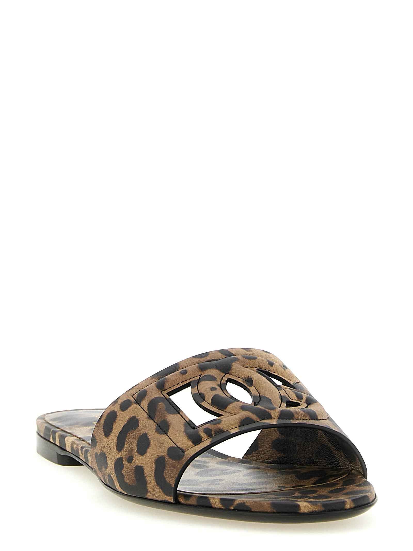 Dolce & Gabbana Brown Calfskin Slides