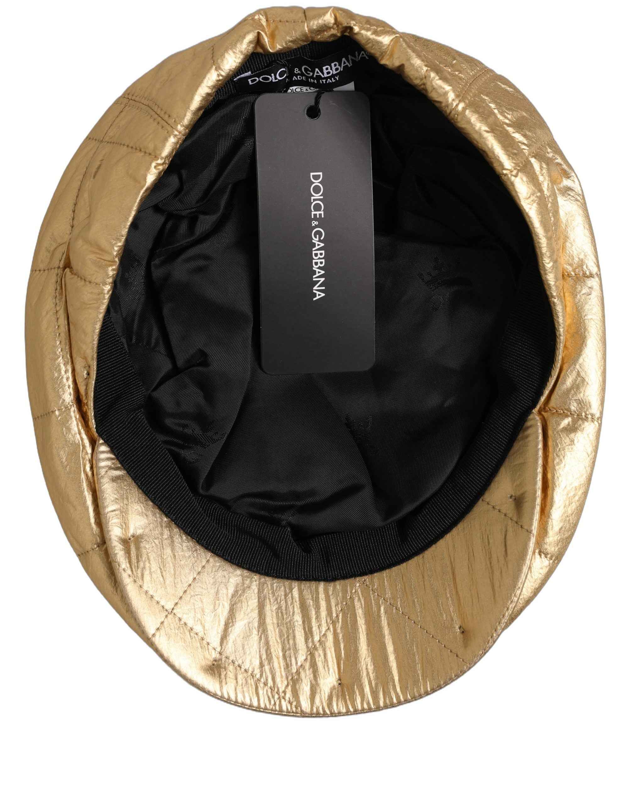 Dolce & Gabbana Men Gold Wide Quilted Newsboy Capello Hat