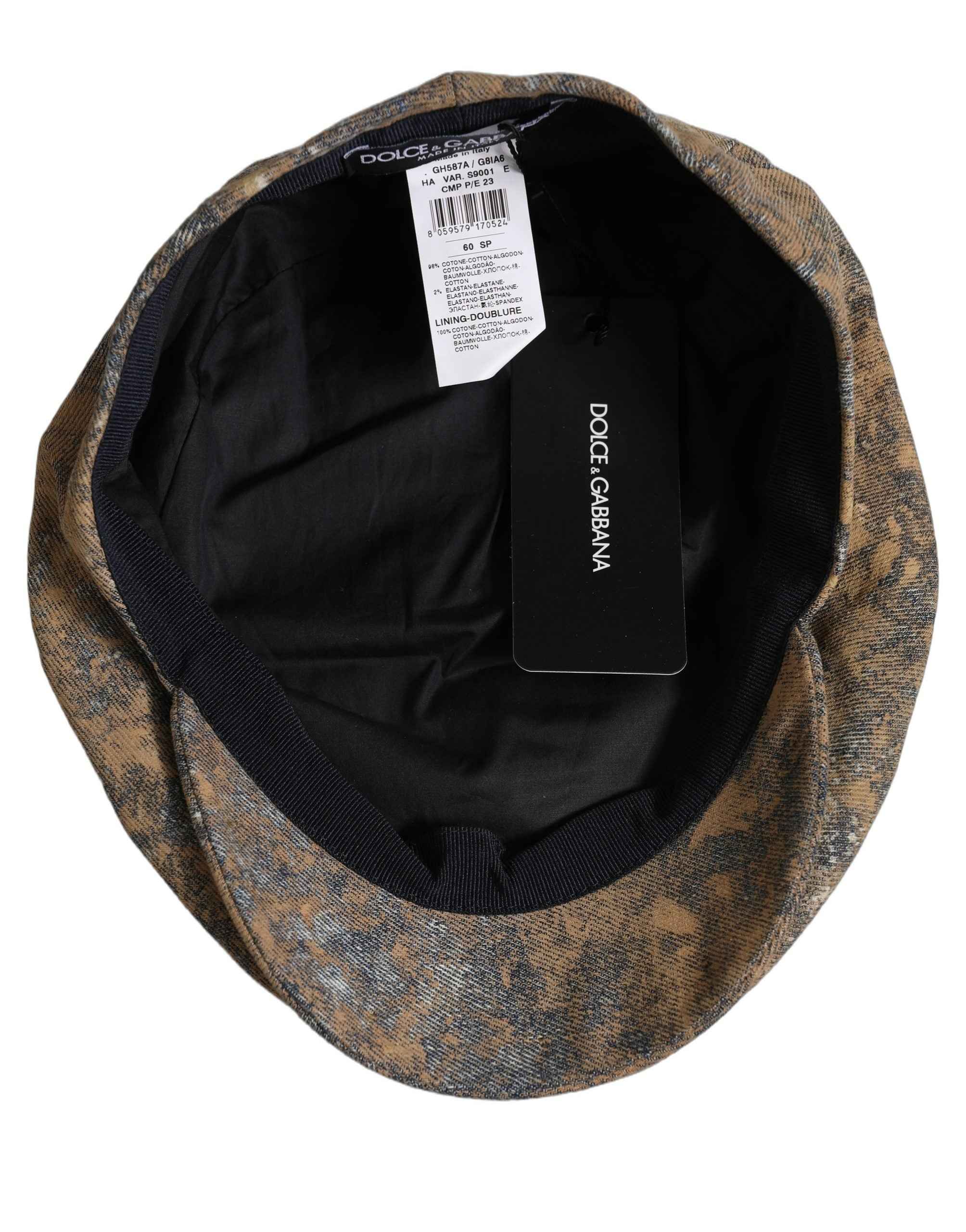 Dolce & Gabbana Men Brown Cotton Newsboy Capello Cabbie Hat