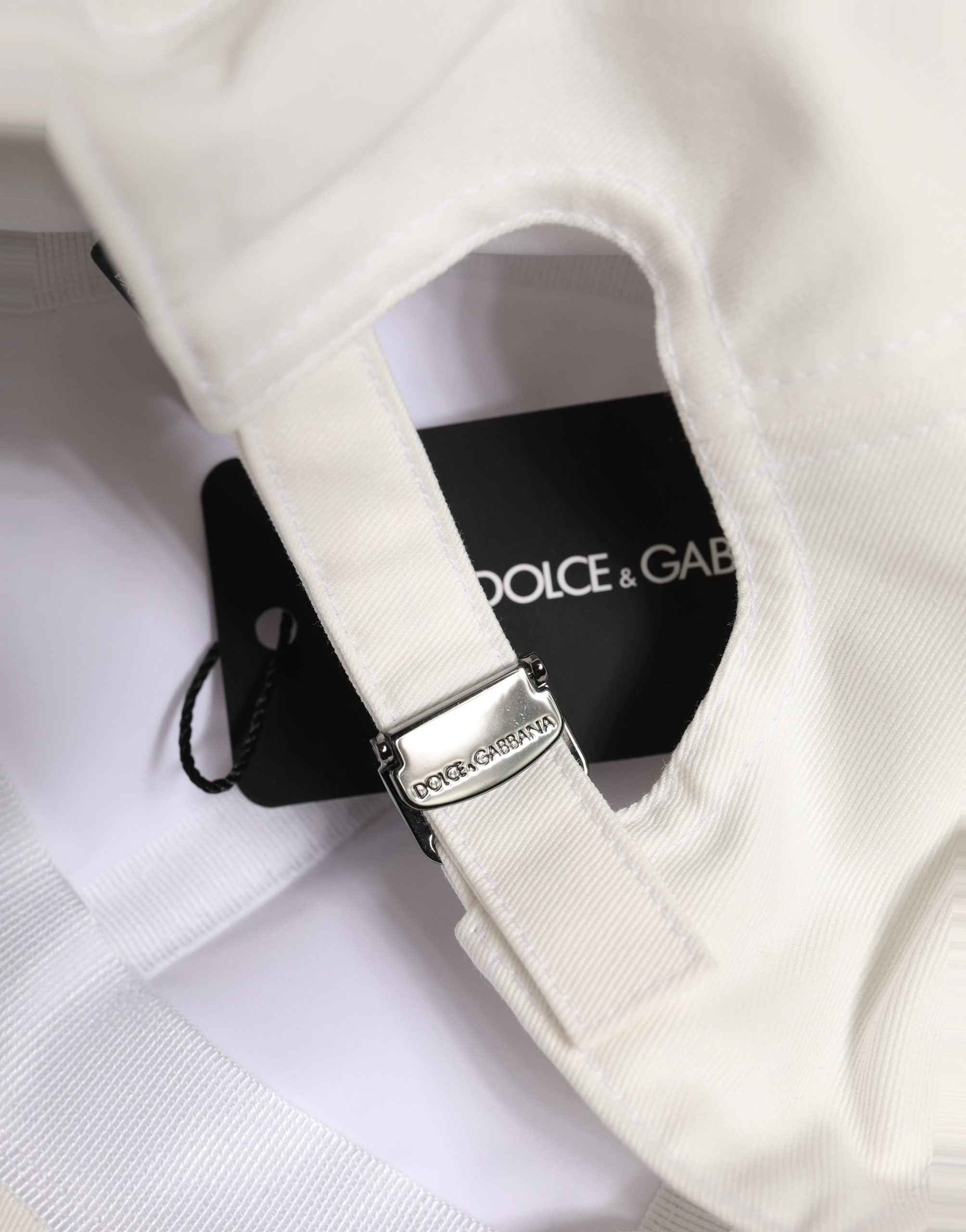 Dolce & Gabbana Men White Cotton Baseball Capello 6 Panels Hat