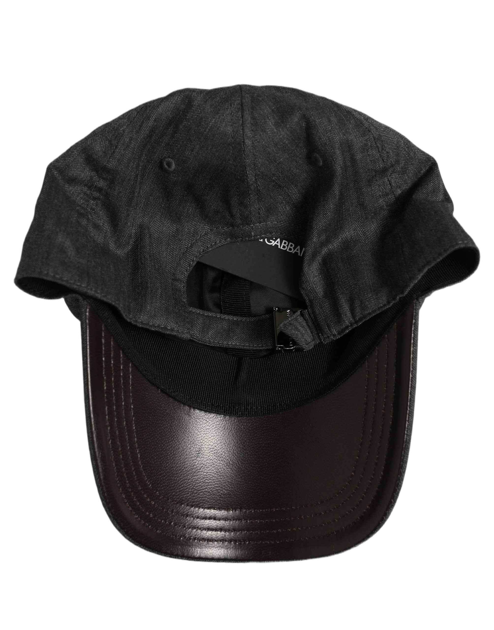 Dolce & Gabbana Men Dark Gray Herringbone Baseball Cap Hat