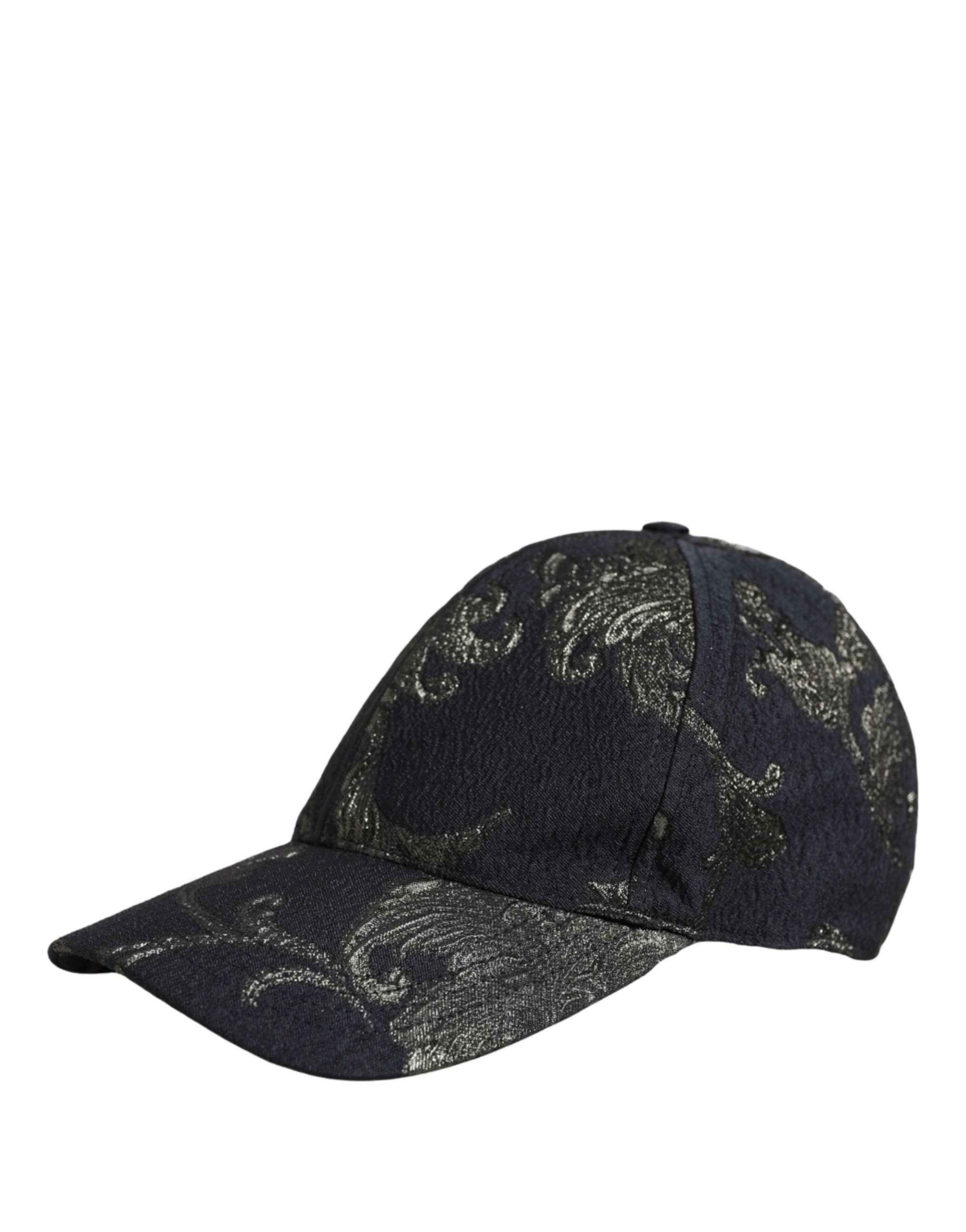 Dolce & Gabbana Men Black Floral Barocco Cotton Baseball Cap Hat
