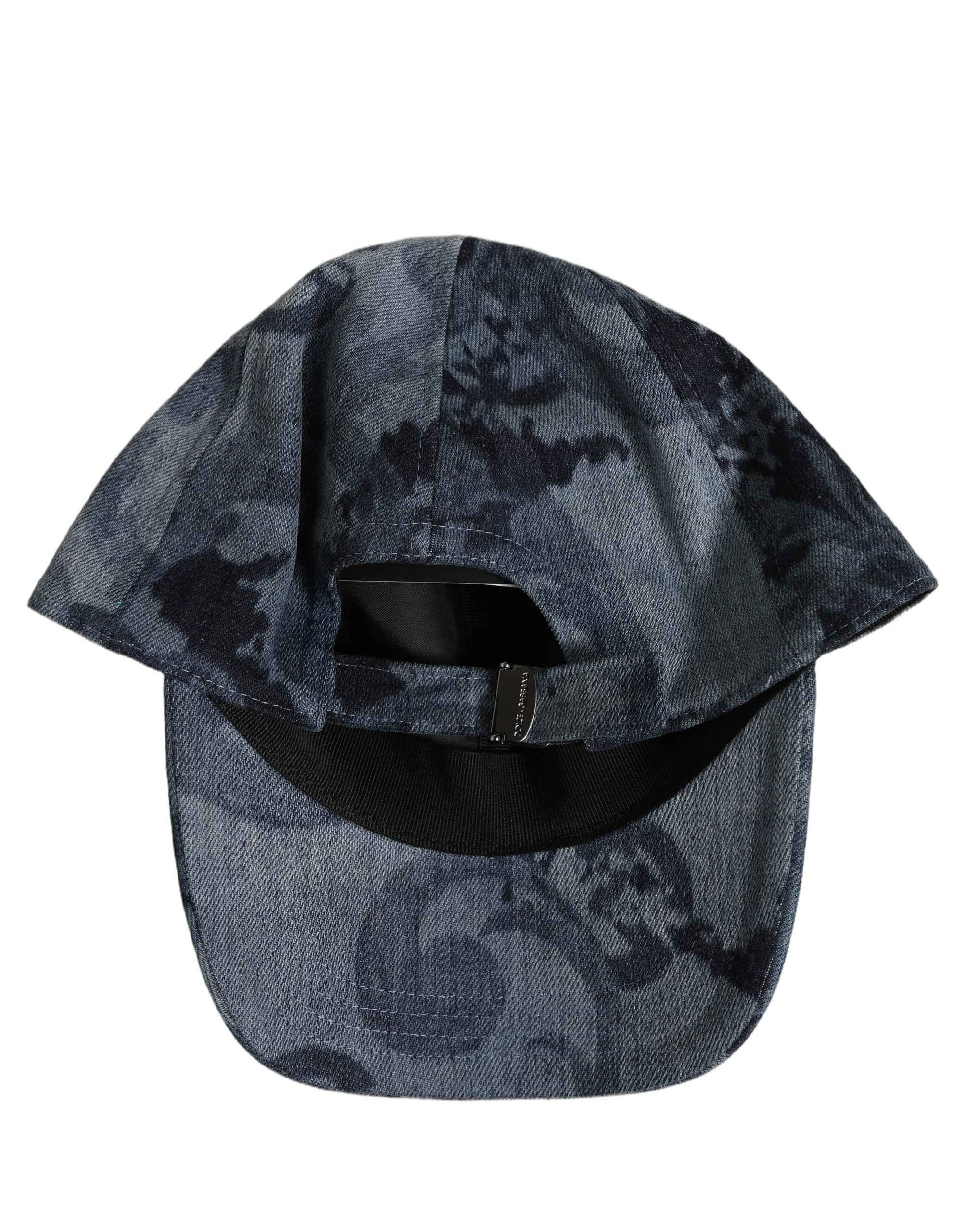 Dolce & Gabbana Men Blue All Over Logo Cotton Baseball Cap Hat
