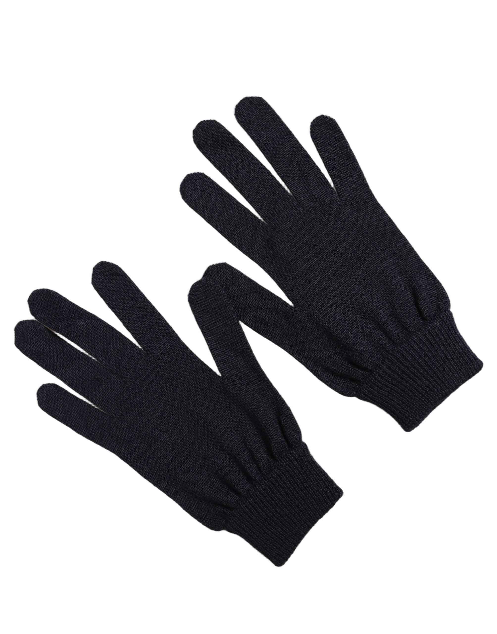 Dolce & Gabbana Men Dark Blue Cashmere Knitted Winter Gloves