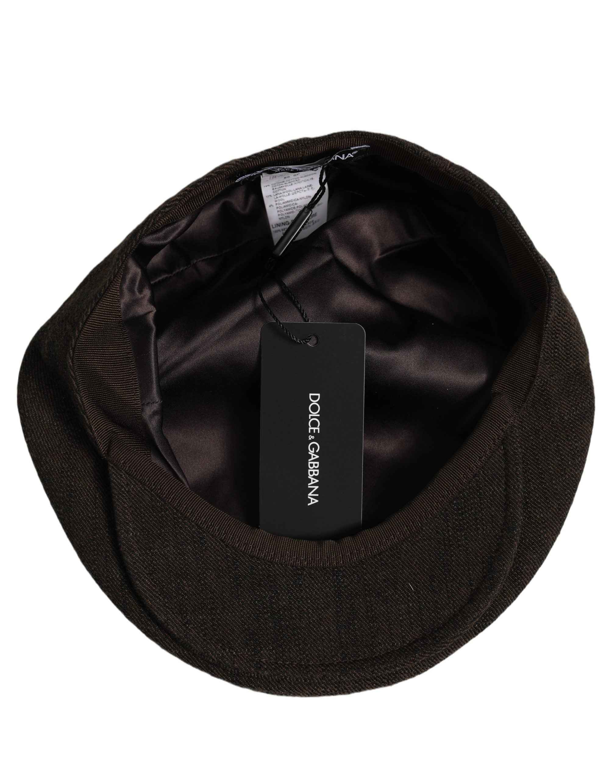 Dolce & Gabbana Men Brown Cotton Flat Cloth Newsboy Cap Hat