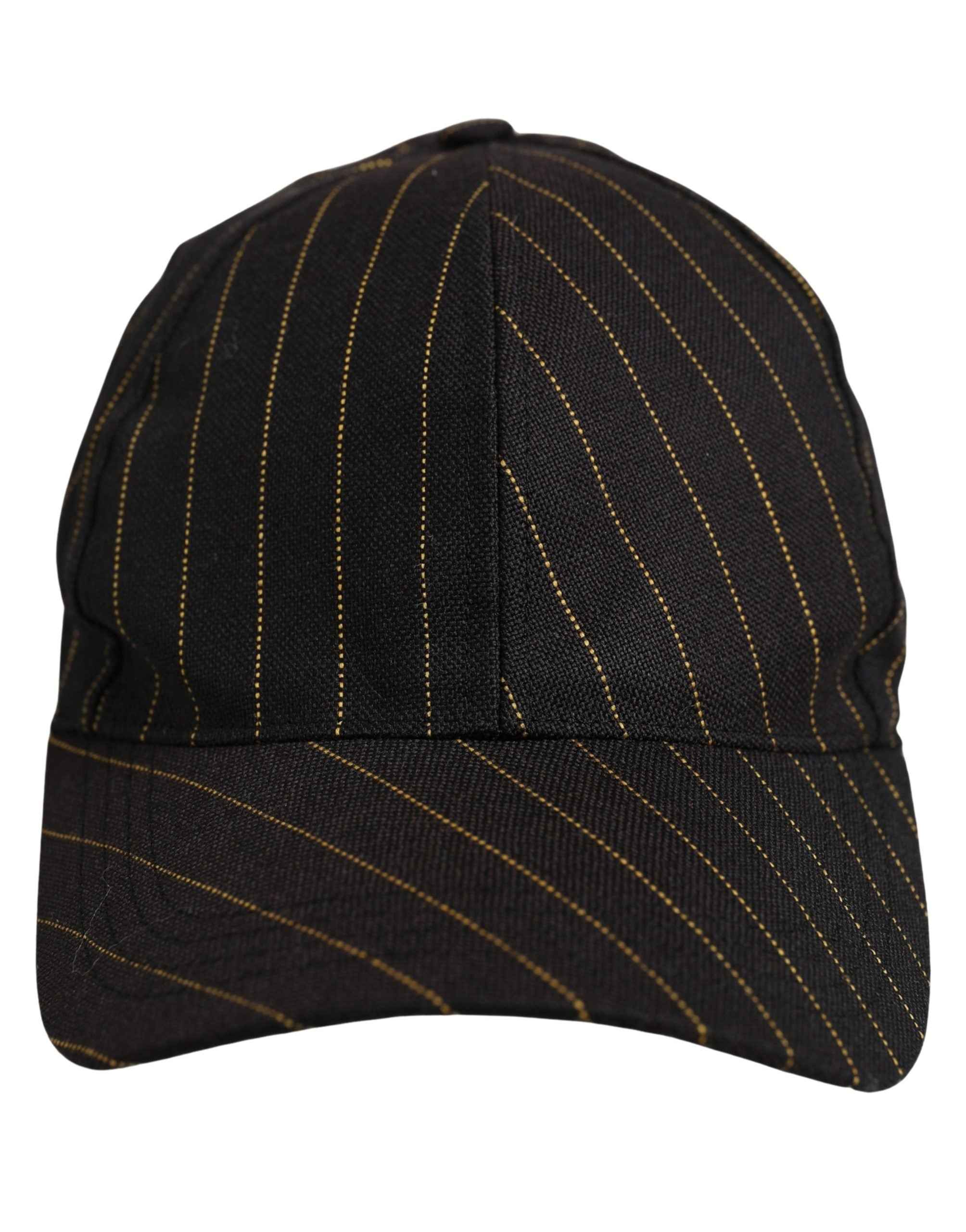 Dolce & Gabbana Black Gold Pinstriped Cotton Baseball Cap Hat