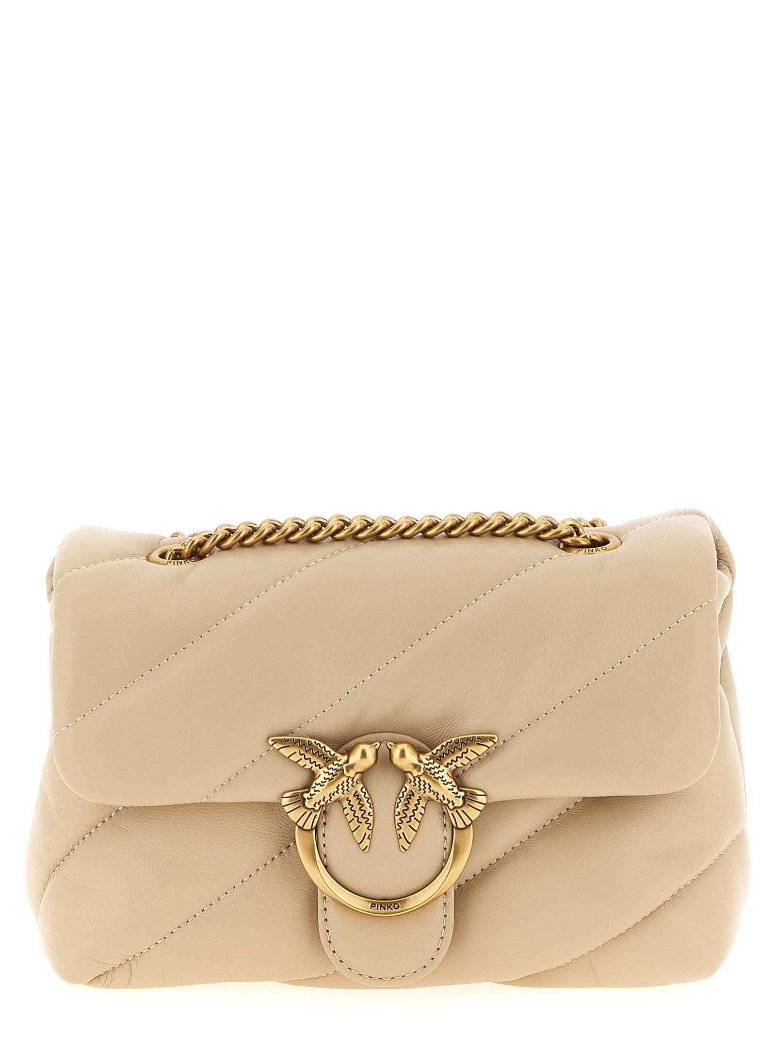 PINKO Beige Lambskin Crossbody Bag