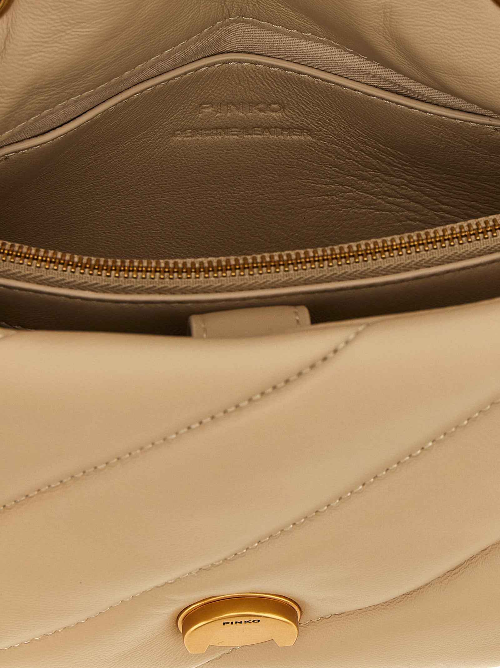PINKO Beige Lambskin Crossbody Bag