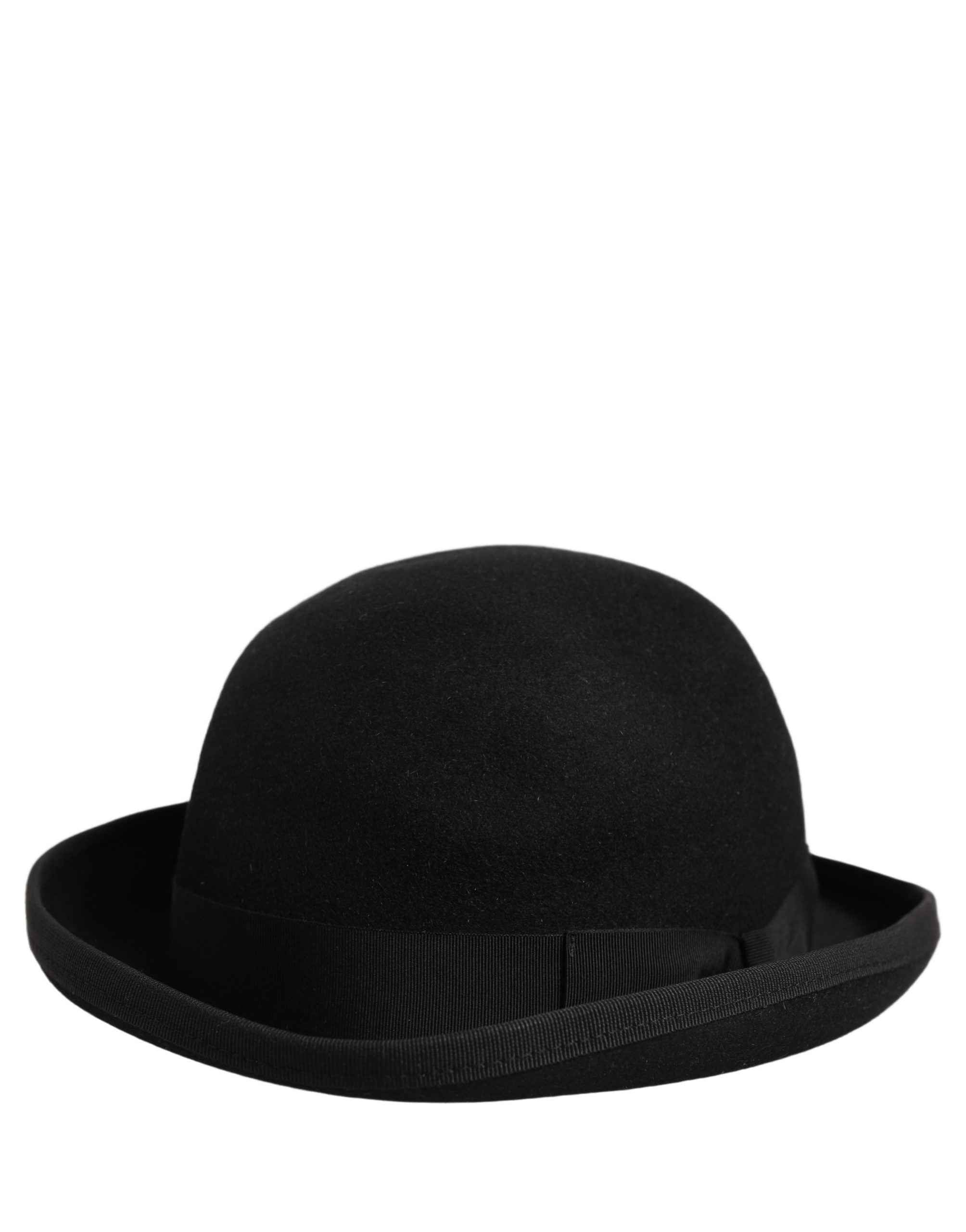 Dolce & Gabbana Men Black Rabbit Fur Felt Bowler Capello Hat