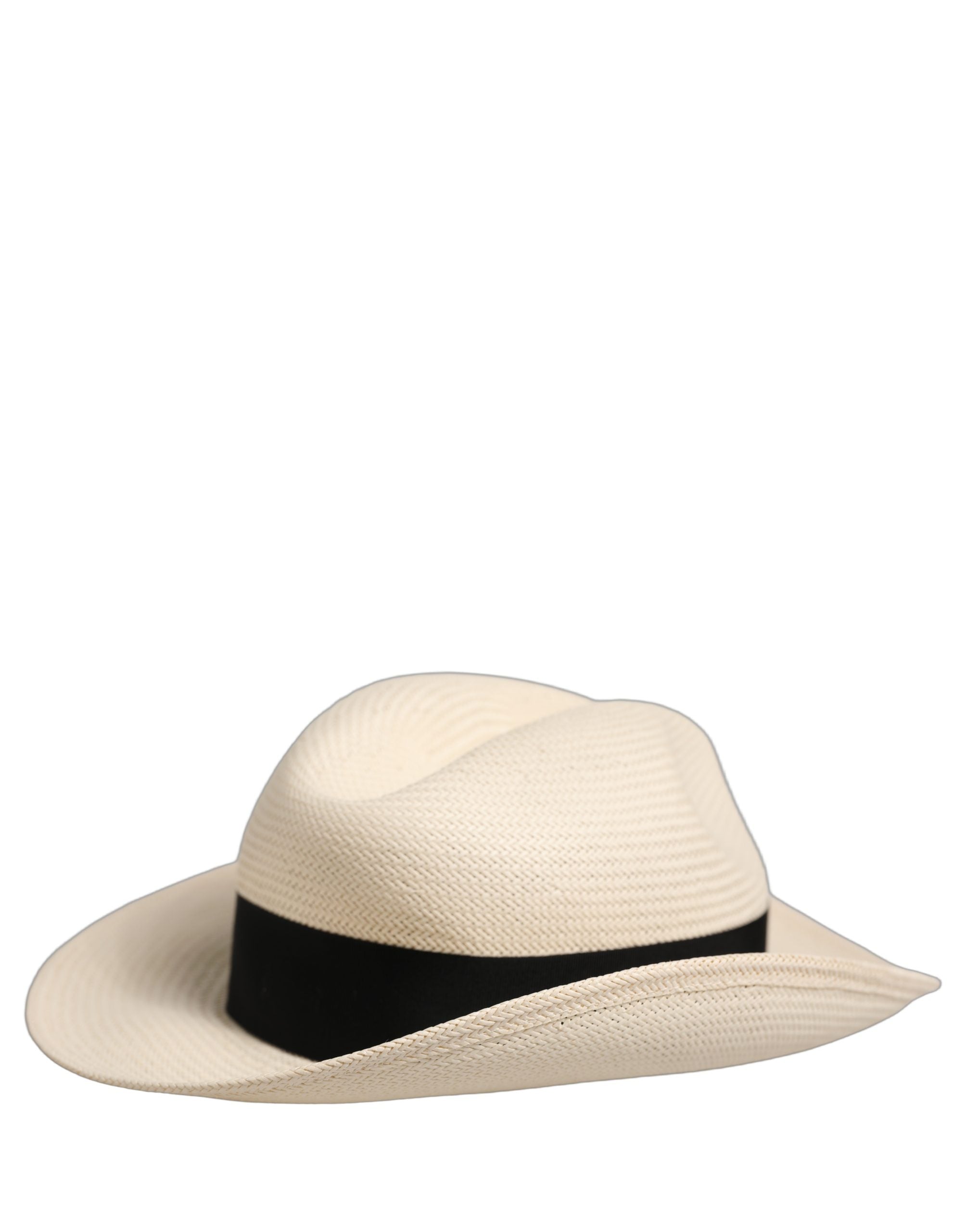 Dolce & Gabbana Men White Paper Straw Fedora Panama Capello Hat