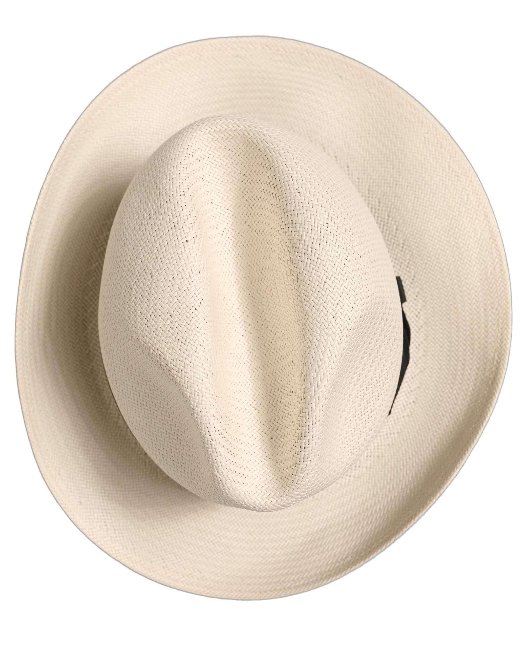 Dolce & Gabbana Men White Paper Straw Fedora Panama Capello Hat