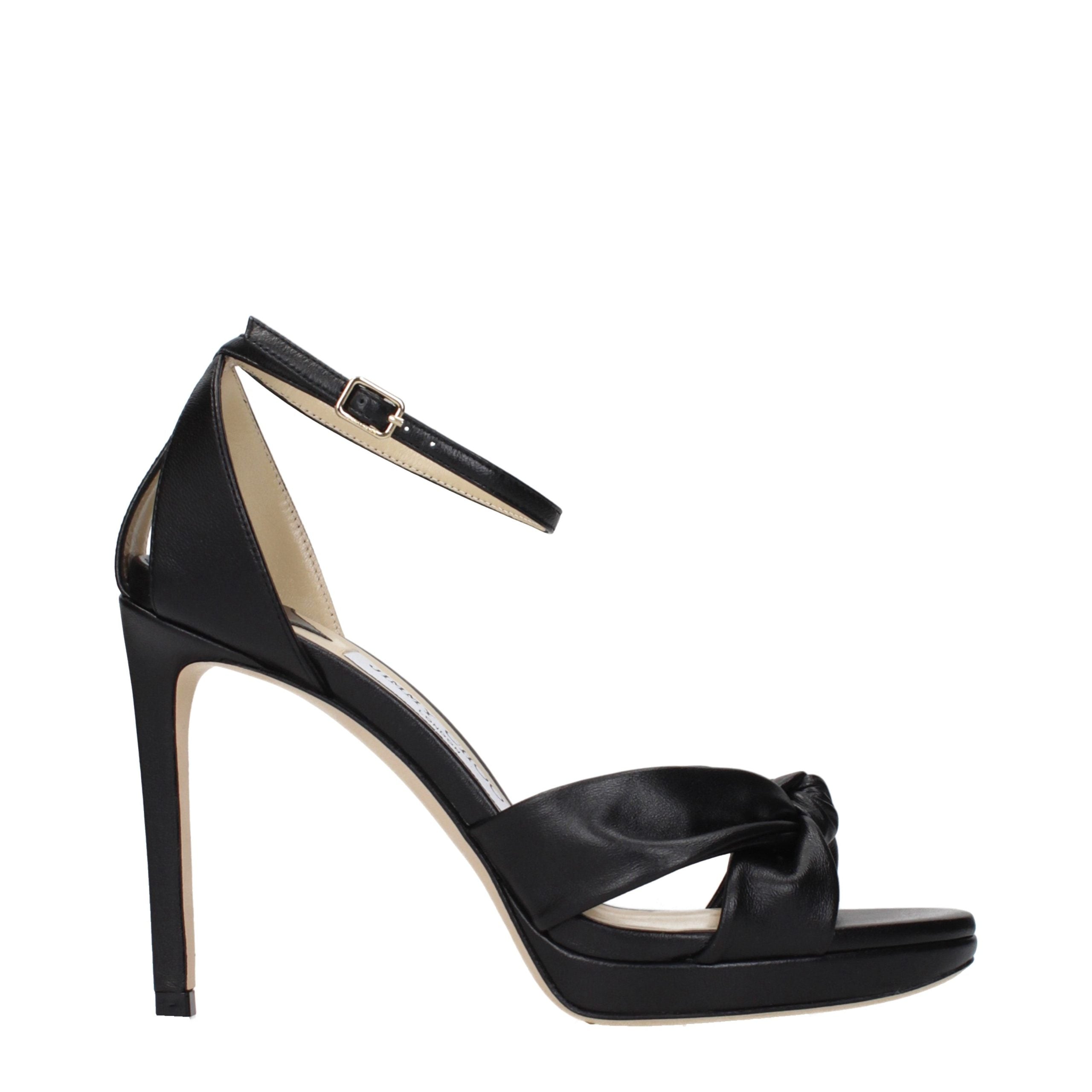 Jimmy Choo Black Leather Platform Sandals