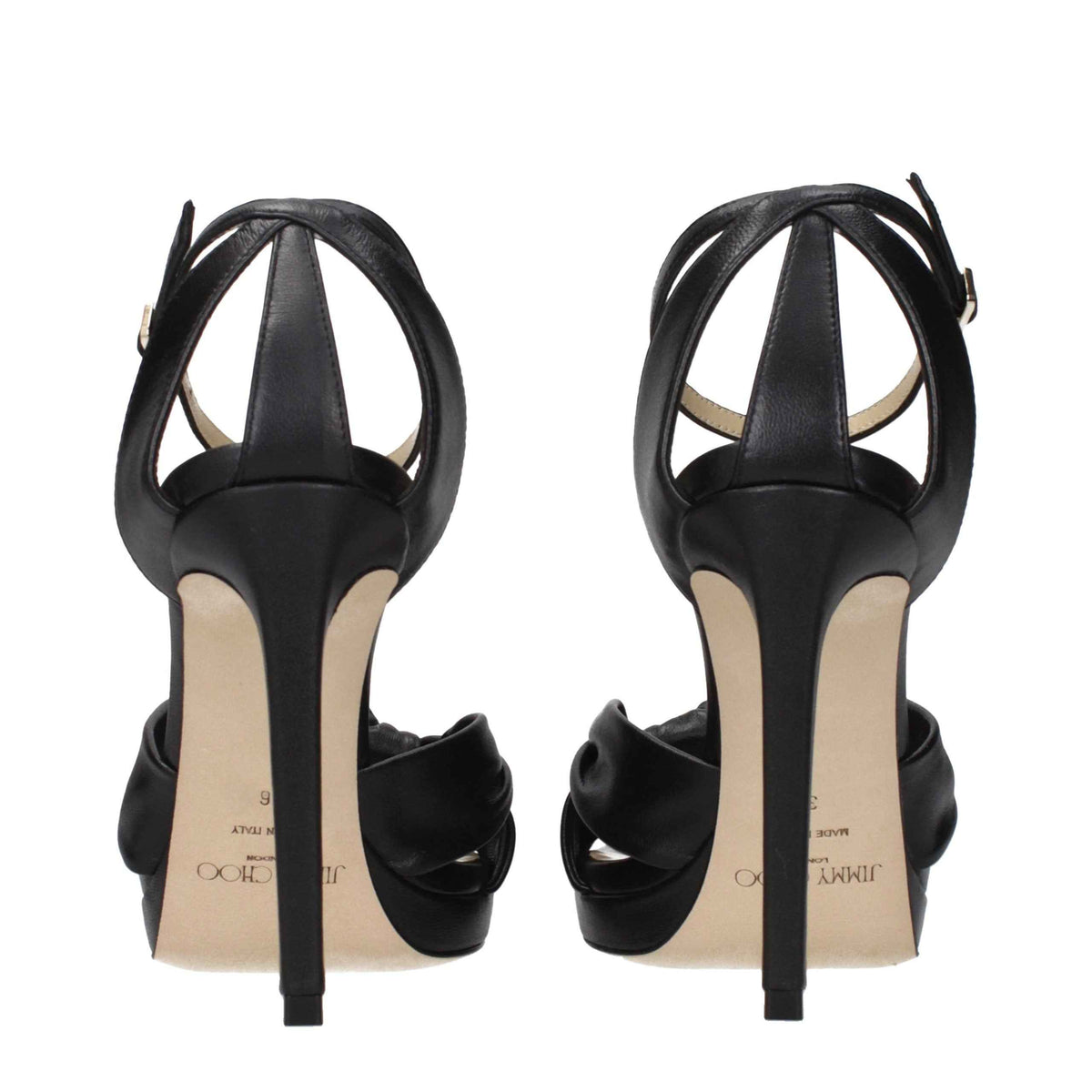 Jimmy Choo Black Leather Platform Sandals