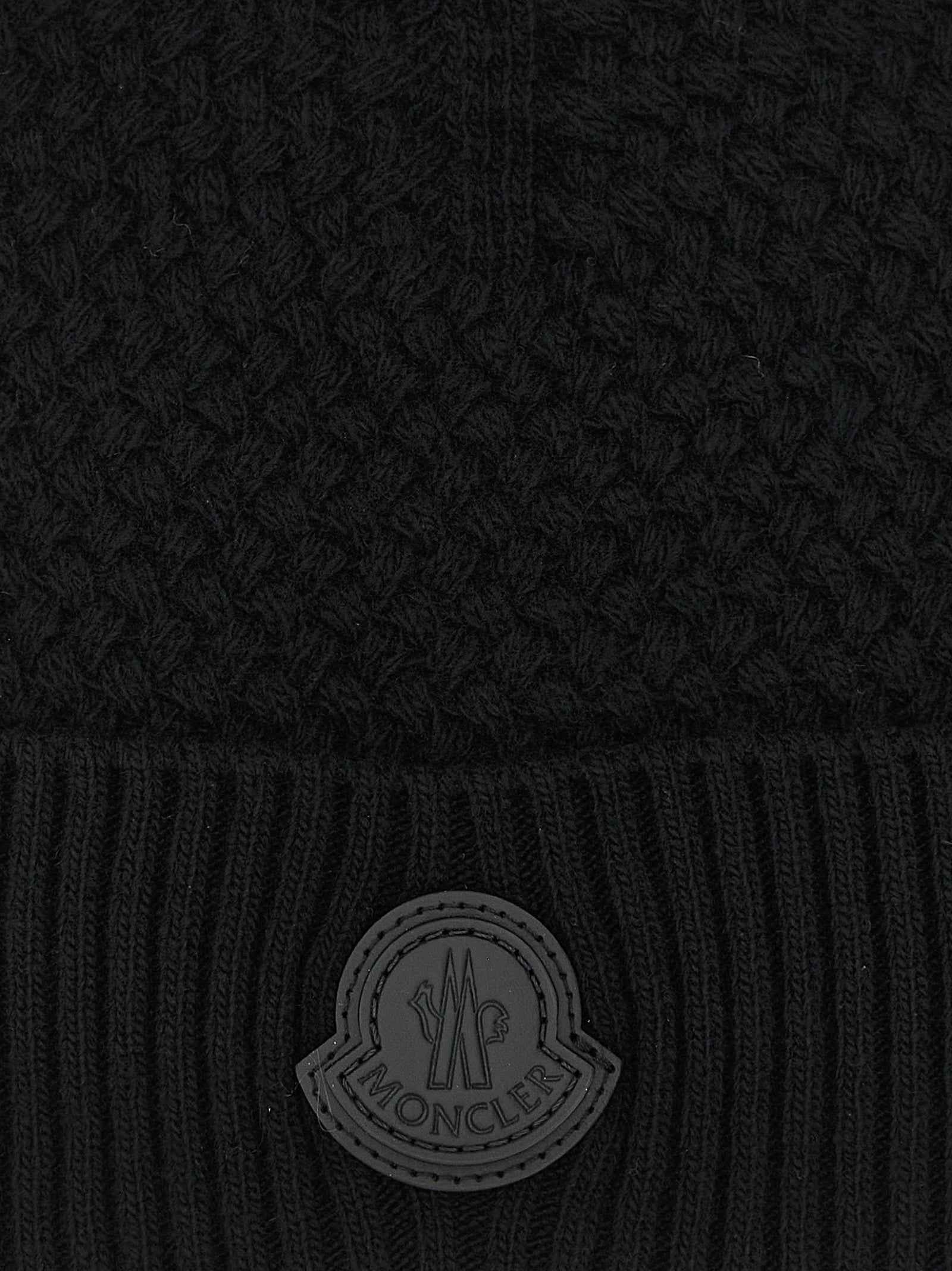 Moncler Black Leather Beanie