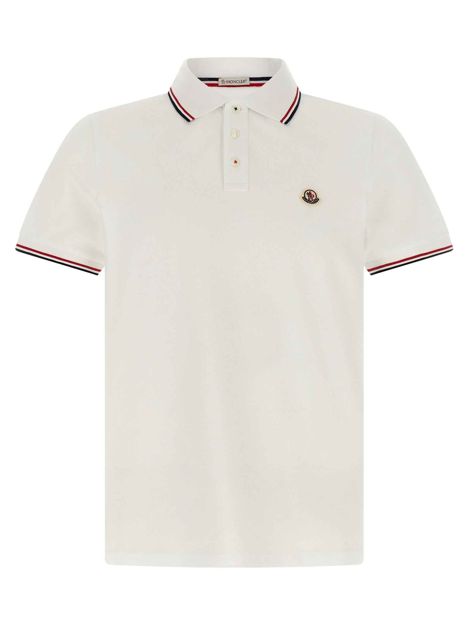 Moncler White Cotton Polo Shirt