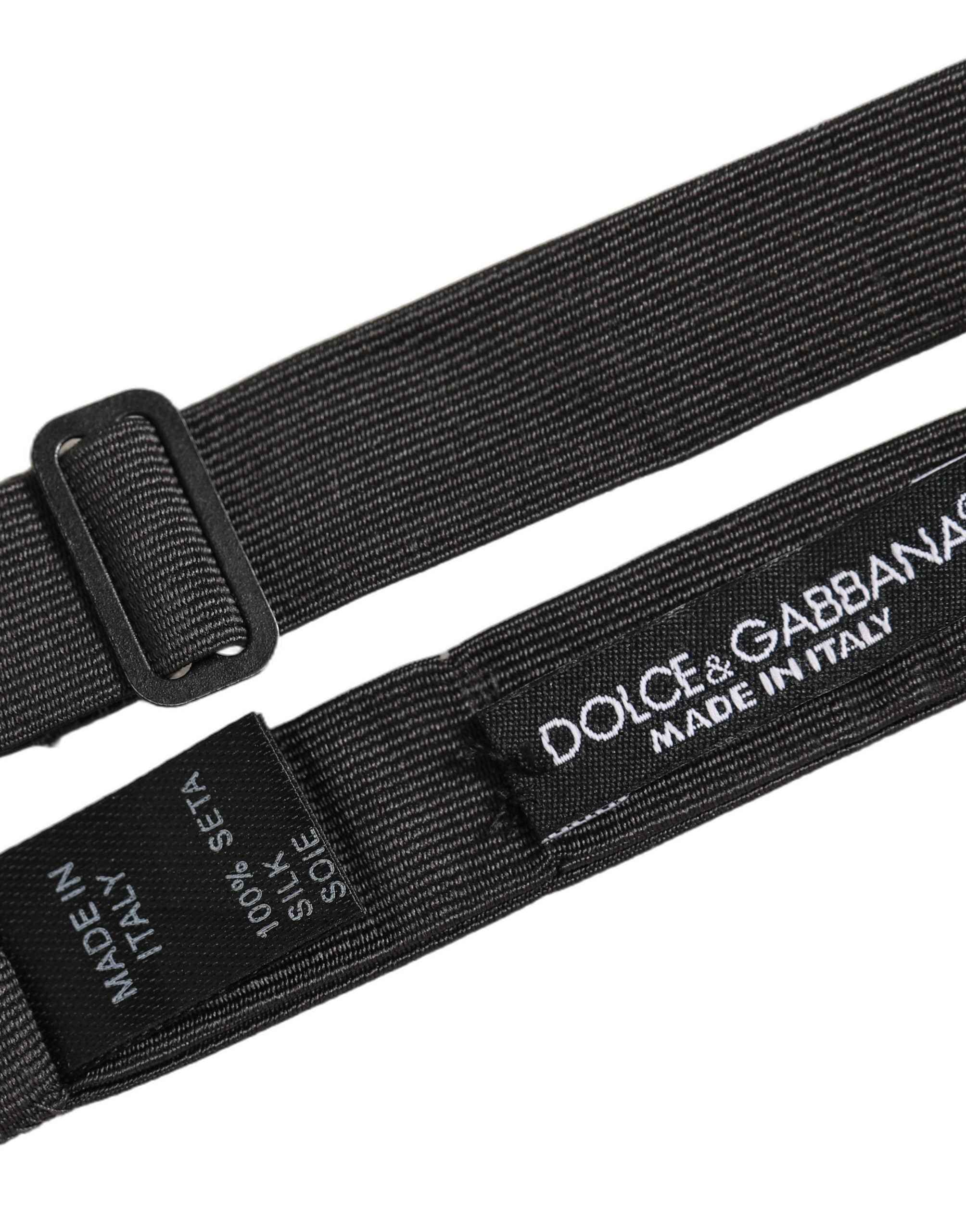 Dolce & Gabbana Men Black 100% Cotton Adjustable Neck Papillon Bow Tie