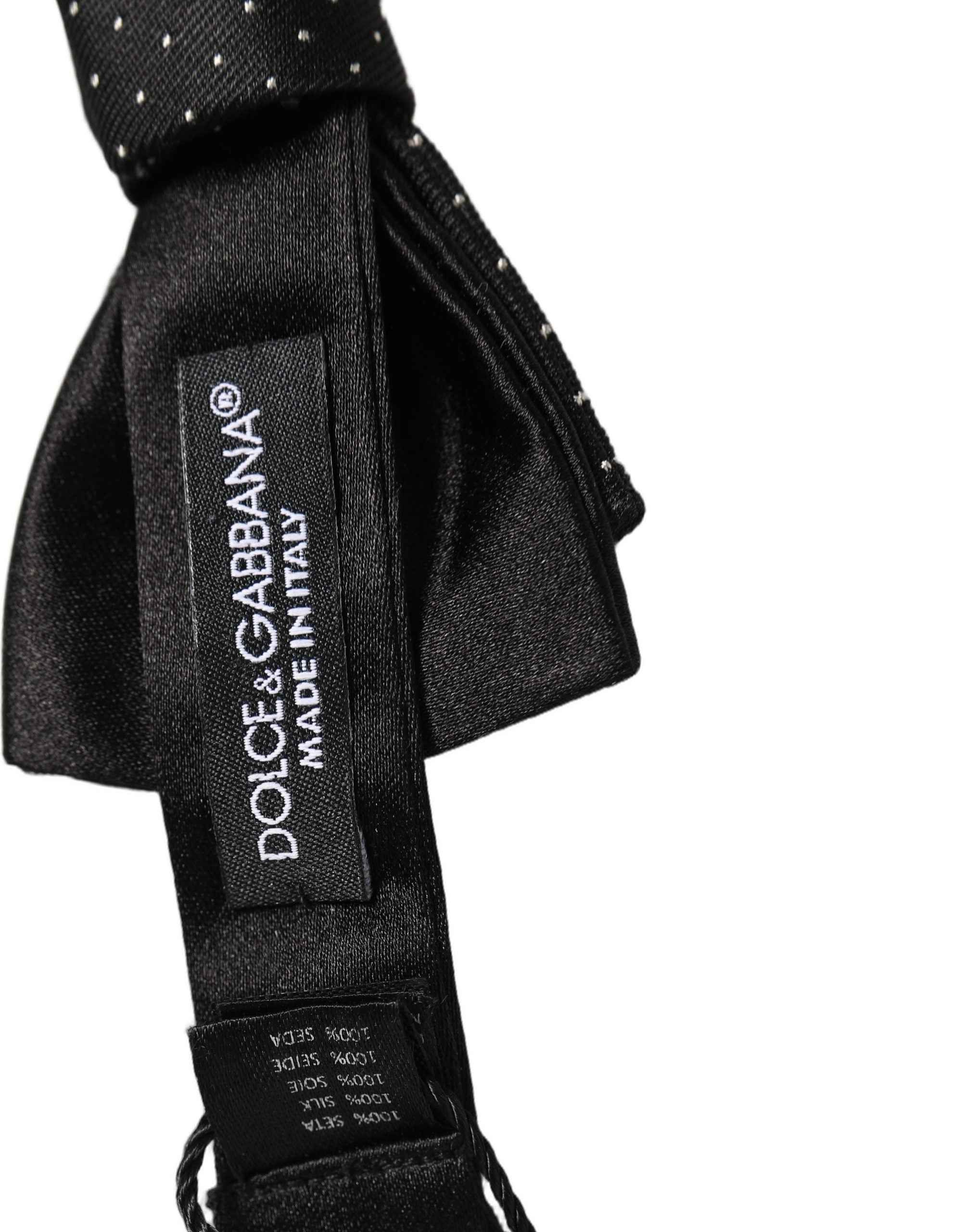 Dolce & Gabbana Men Black DG Polka Dot Adjustable Neck Papillon Bow Tie