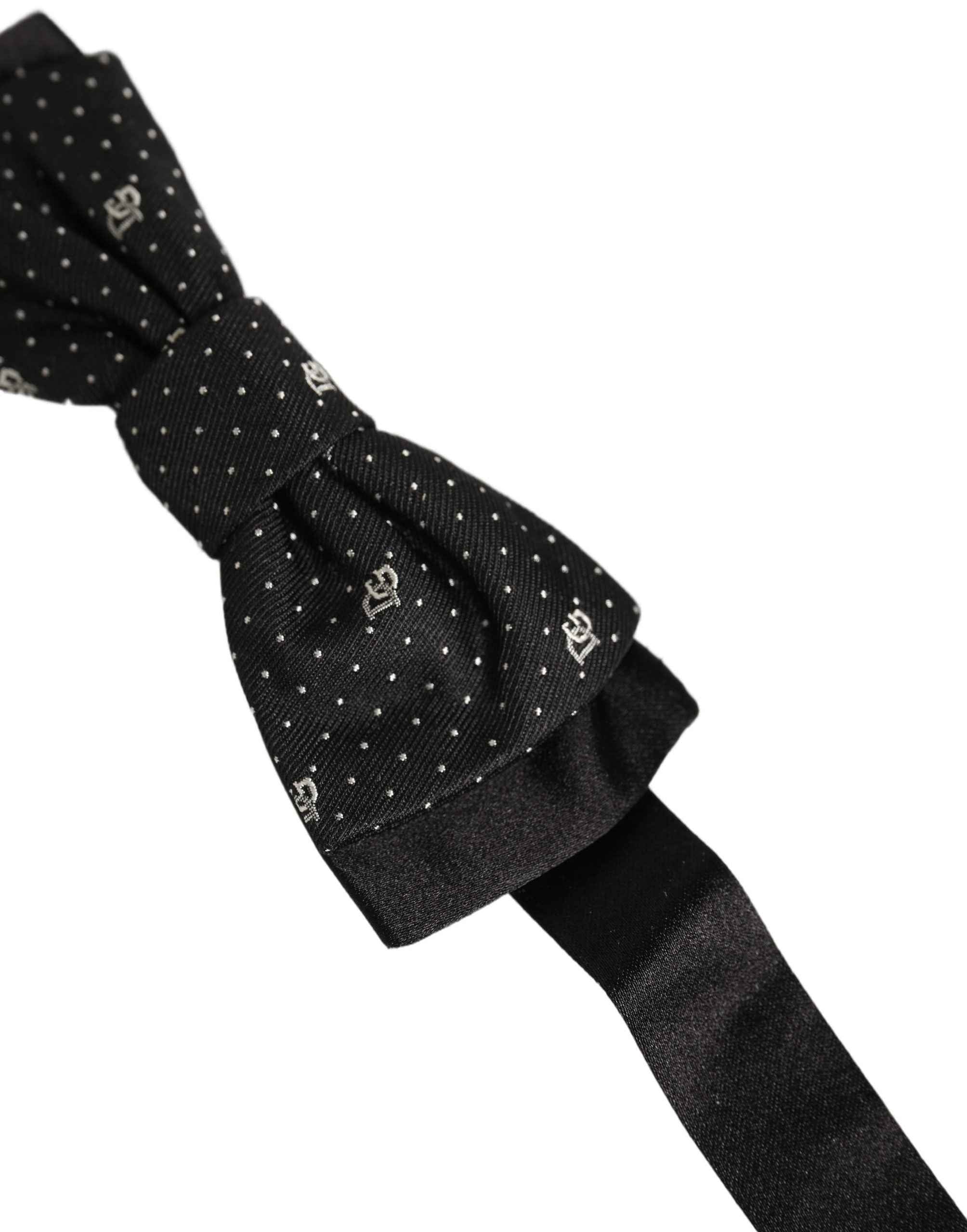 Dolce & Gabbana Men Black DG Polka Dot Adjustable Neck Papillon Bow Tie