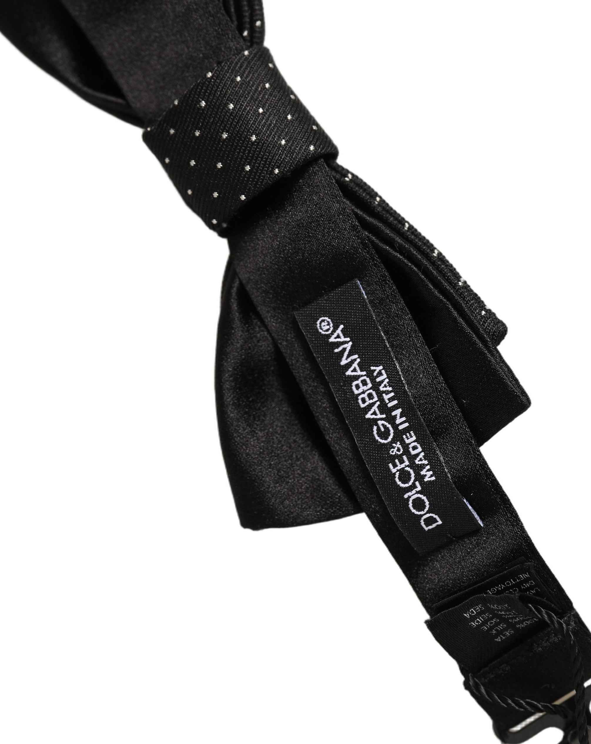 Dolce & Gabbana Men Black DG Polka Dot Adjustable Neck Papillon Bow Tie