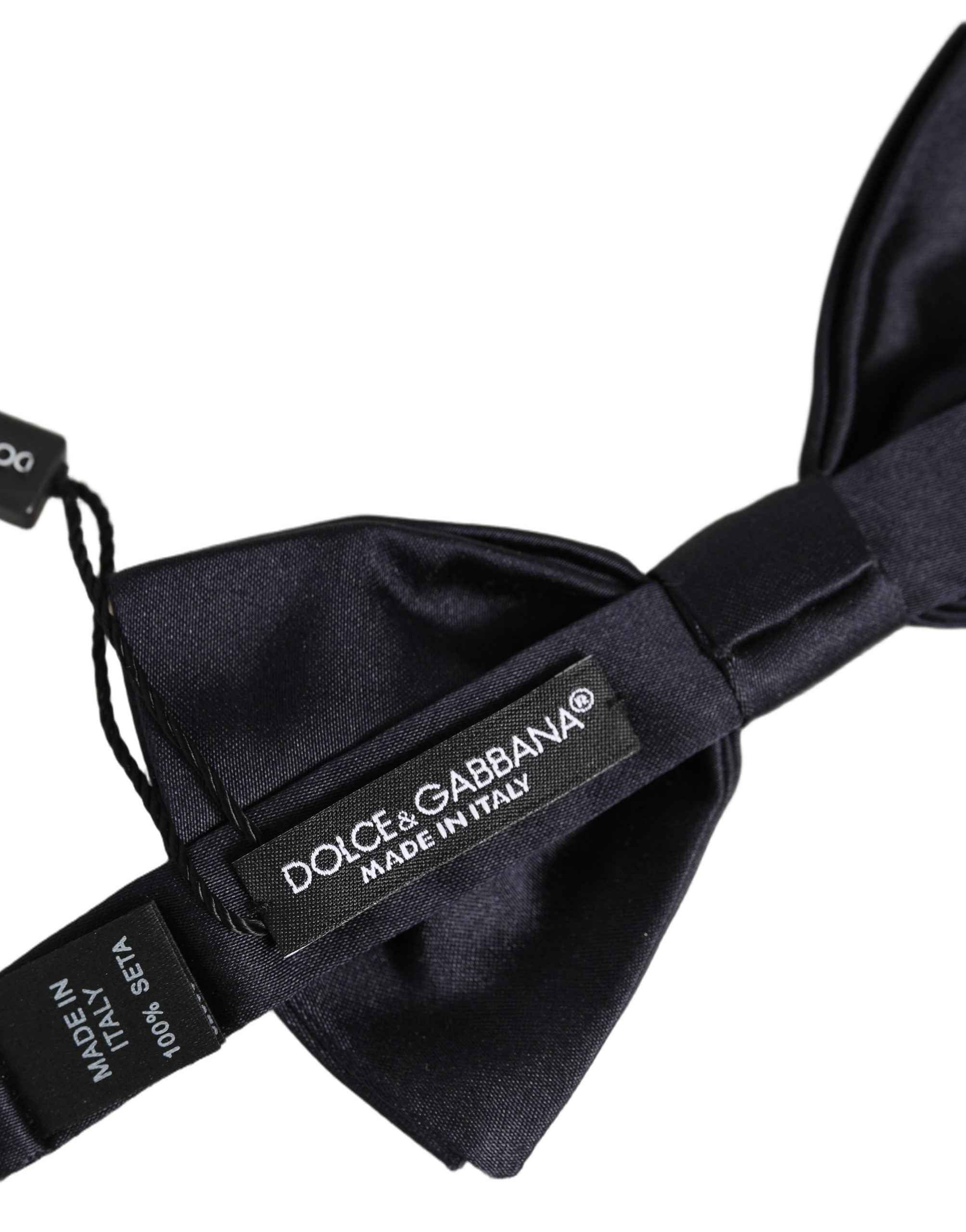 Dolce & Gabbana Men Black 100% Silk Adjustable Neck Papillon Bow Tie