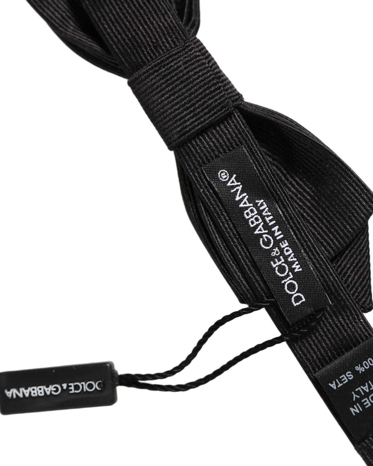 Dolce & Gabbana Men Black 100% Silk Adjustable Neck Papillon Bow Tie