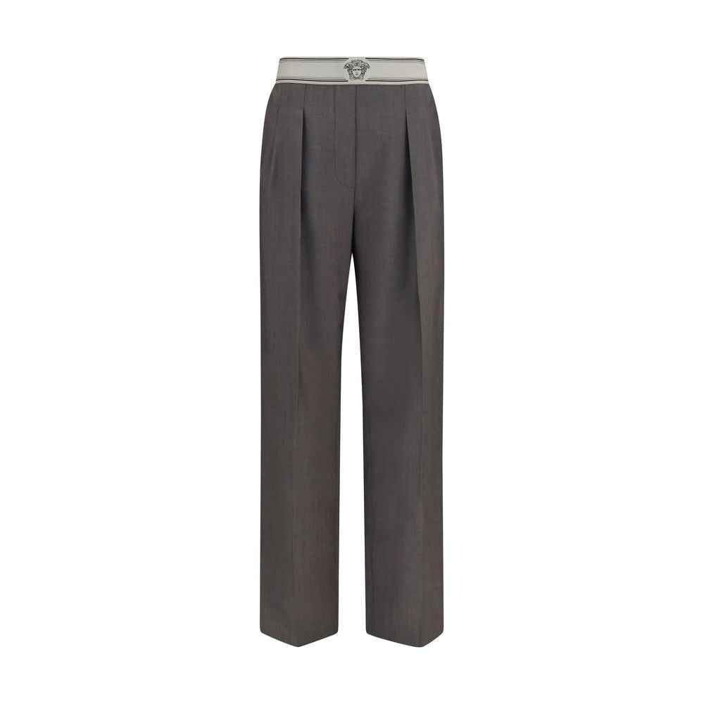 Versace Gray Wool Oves Aries Pants