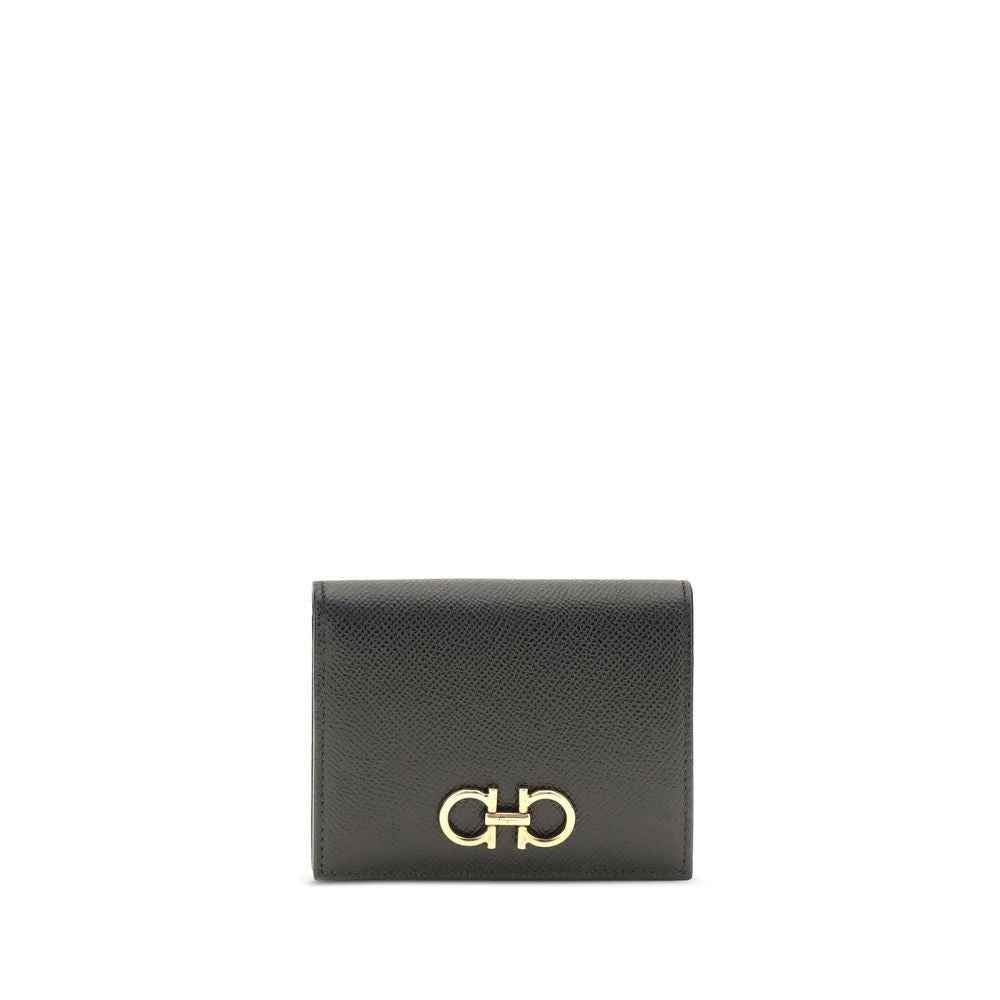 Ferragamo Black Calf Leather Bos Taurus Wallet