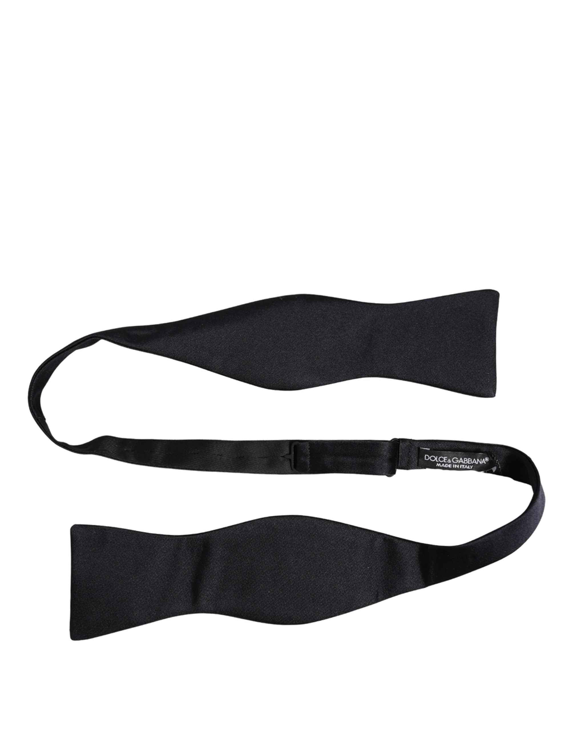 Dolce & Gabbana Men Black 100% Silk Adjustable Neck Papillon Bow Tie