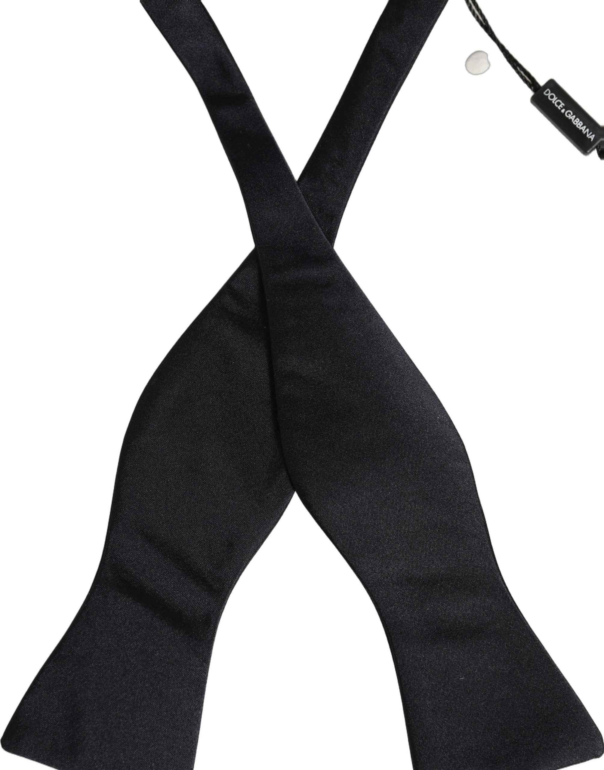 Dolce & Gabbana Men Black 100% Silk Adjustable Neck Papillon Bow Tie
