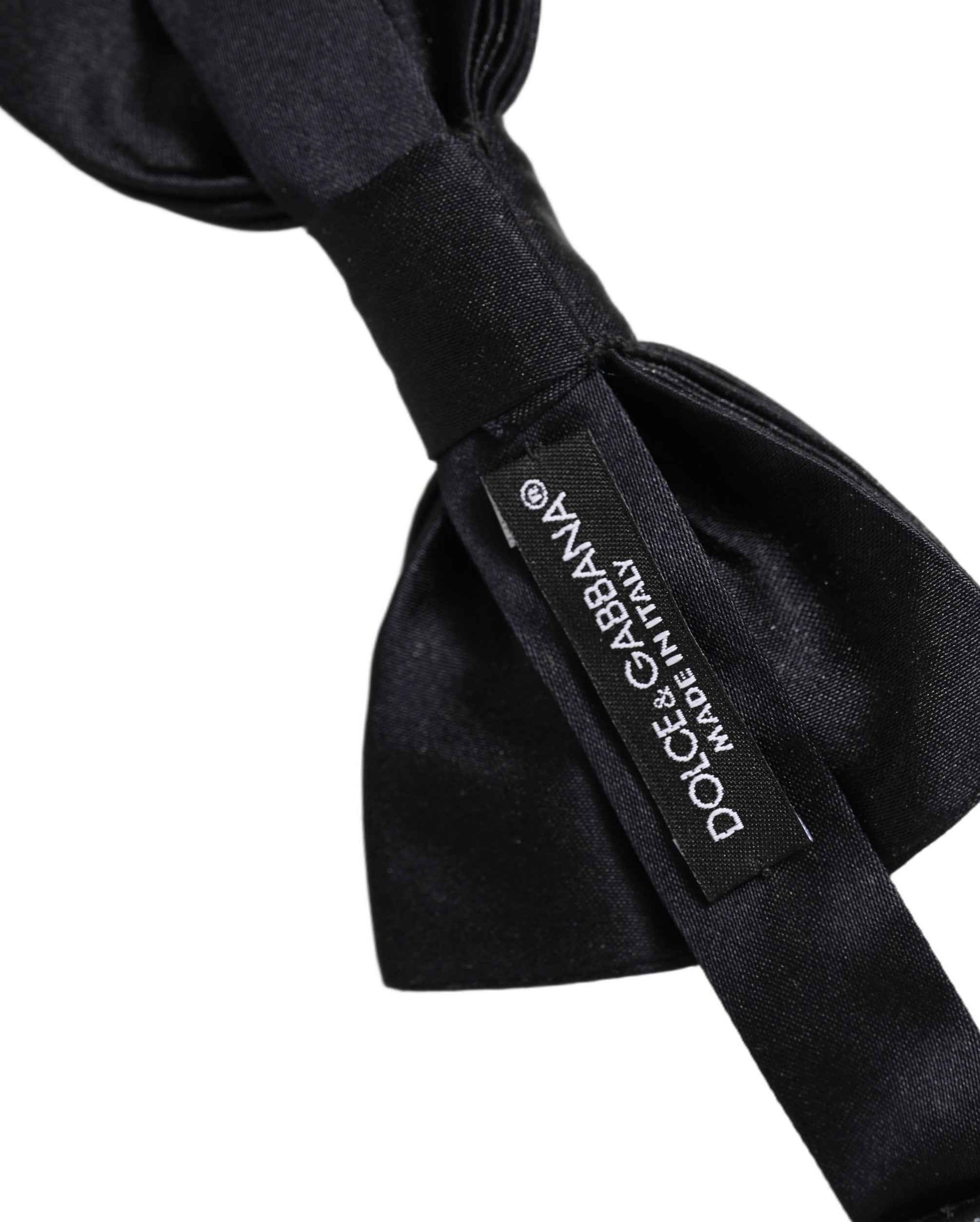 Dolce & Gabbana Men Black 100% Silk Adjustable Neck Papillon Bow Tie
