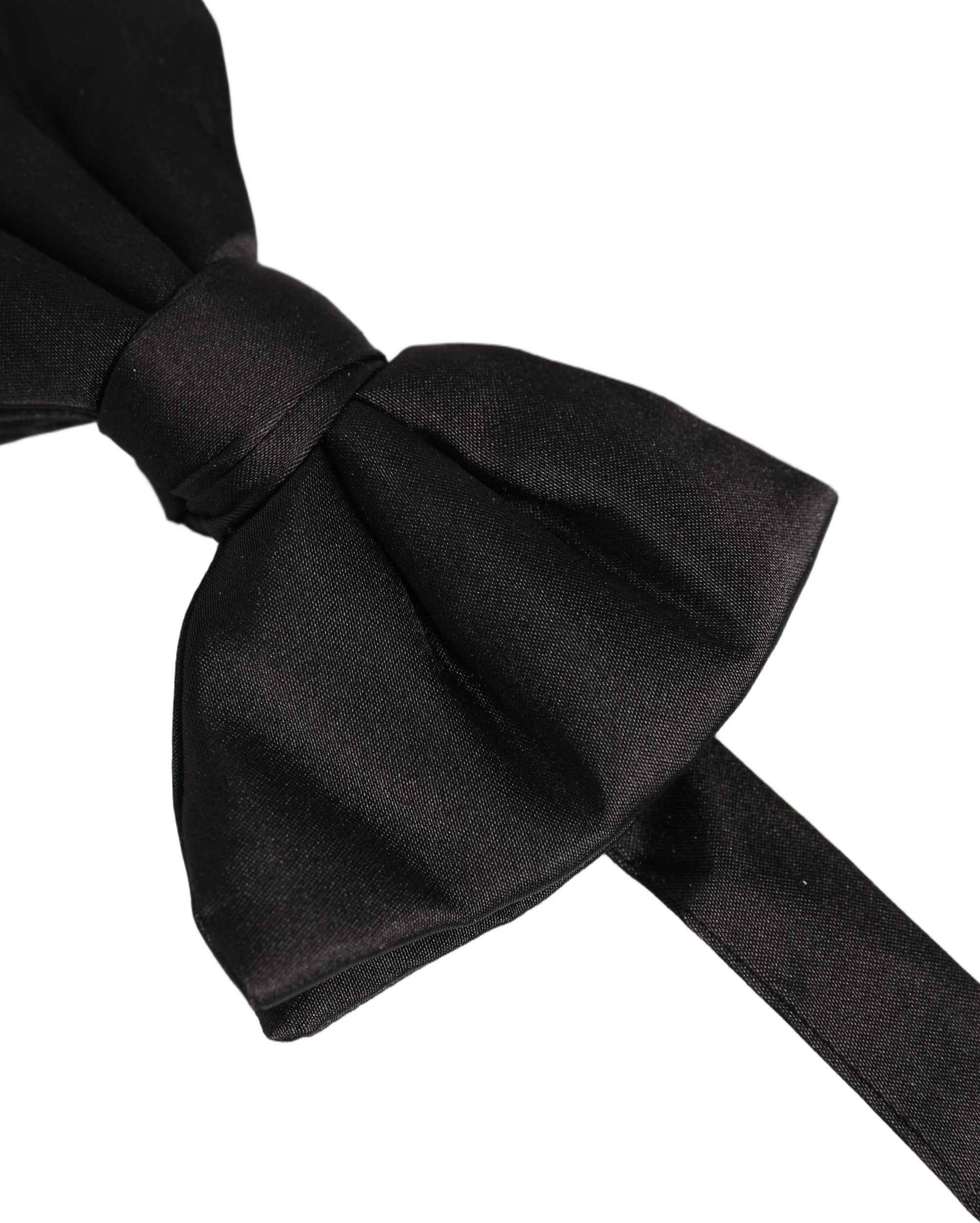 Dolce & Gabbana Men Black 100% Silk Adjustable Neck Papillon Bow Tie
