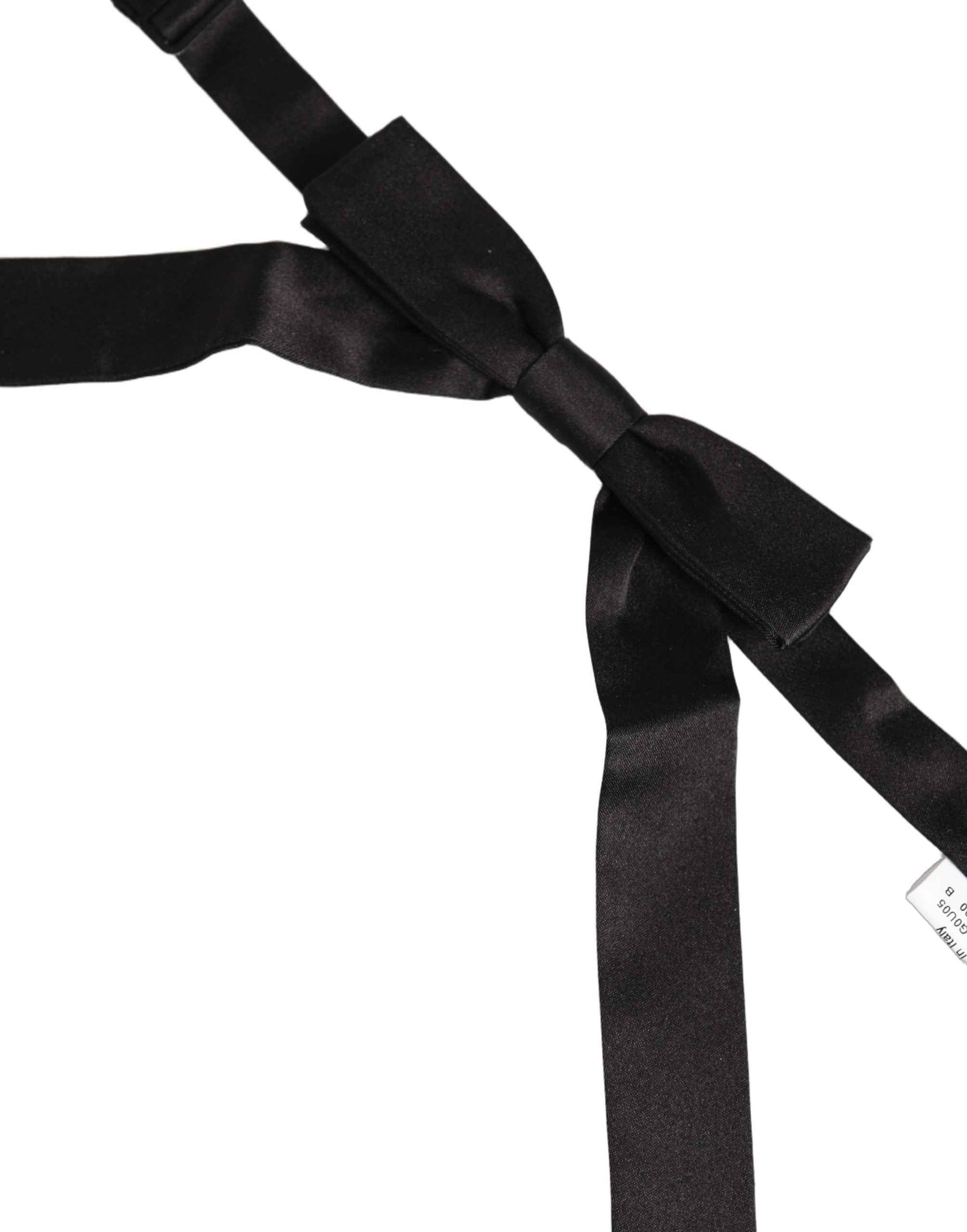 Dolce & Gabbana Men Black 100% SIlk Adjustable Neck Papillon Bow Tie