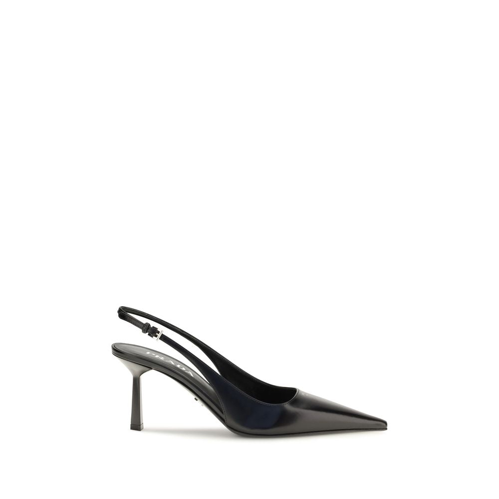 Prada Black Calf Leather Bos Taurus High Heel Pumps