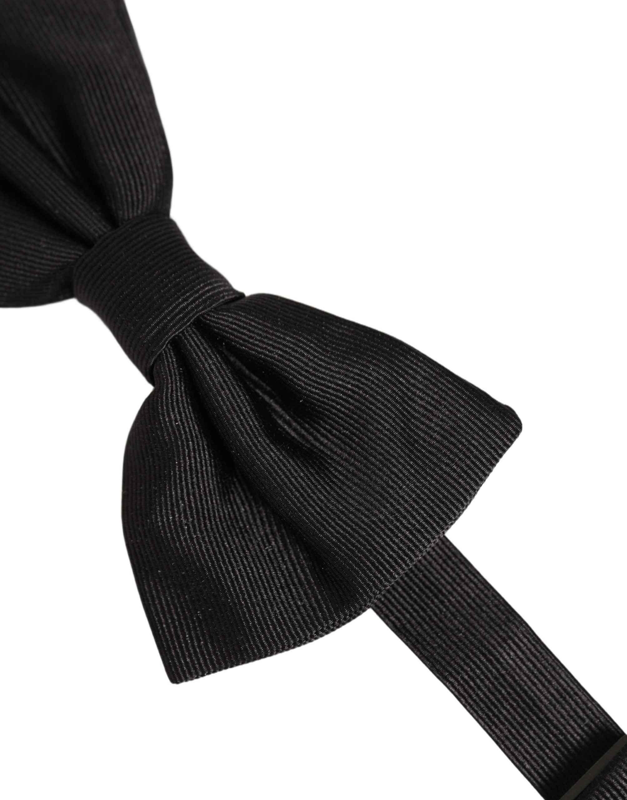 Dolce & Gabbana Men Black 100% Silk Adjustable Neck Papillon Bow Tie