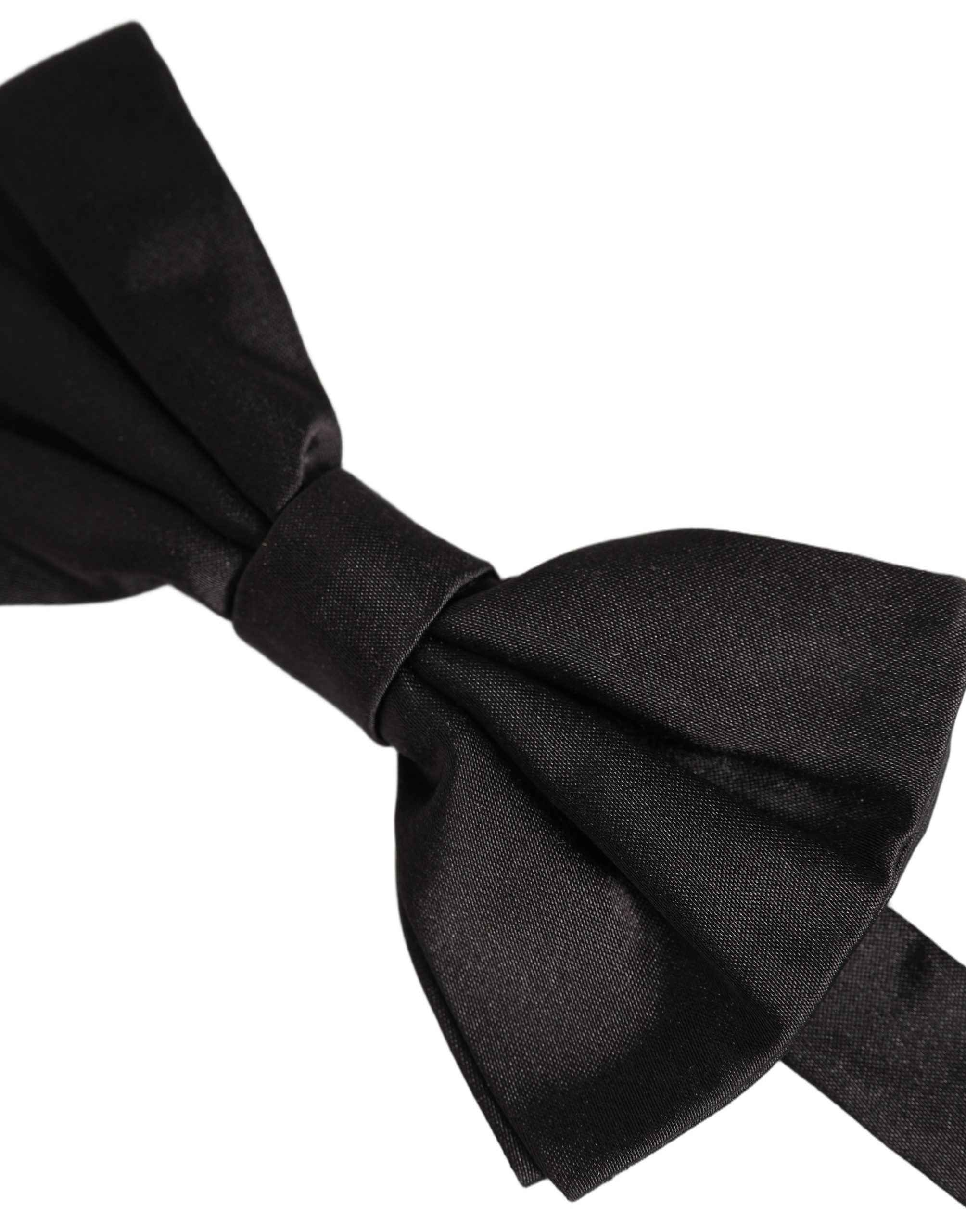 Dolce & Gabbana Men Black 100% Silk Adjustable Neck Papillon Bow Tie