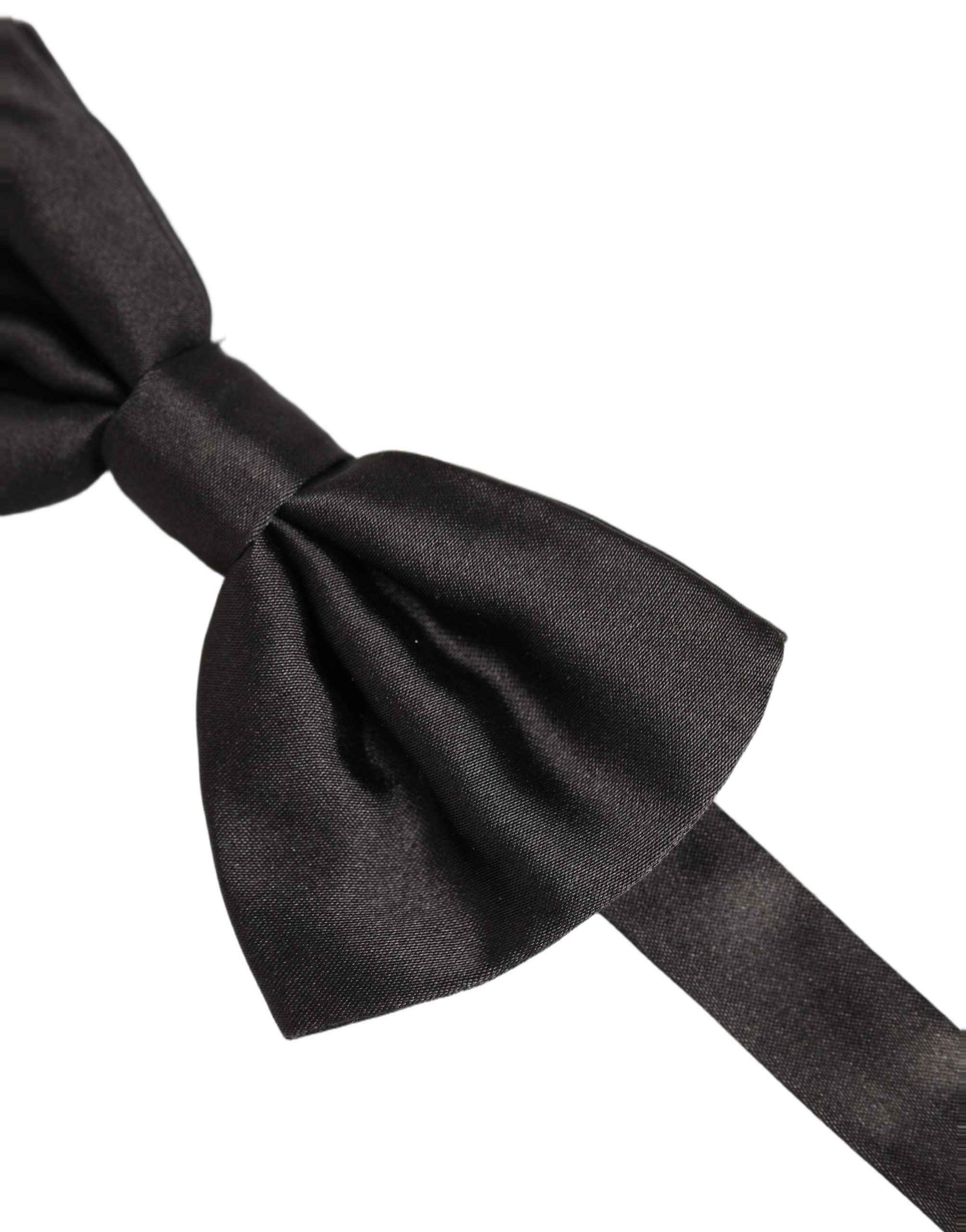 Dolce & Gabbana Men Black 100% Silk Adjustable Neck Papillon Bow Tie