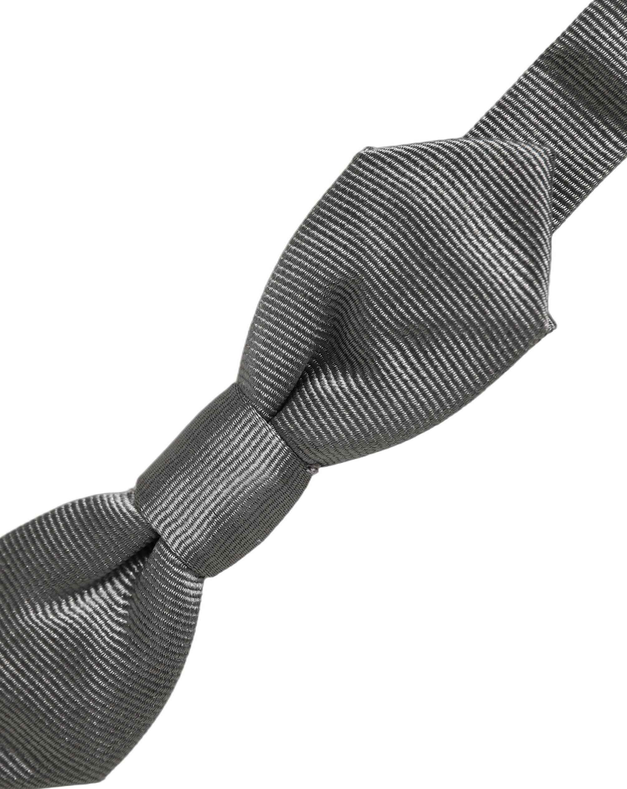 Dolce & Gabbana Men Gray 100% Silk Adjustable Neck Papillon Bow Tie