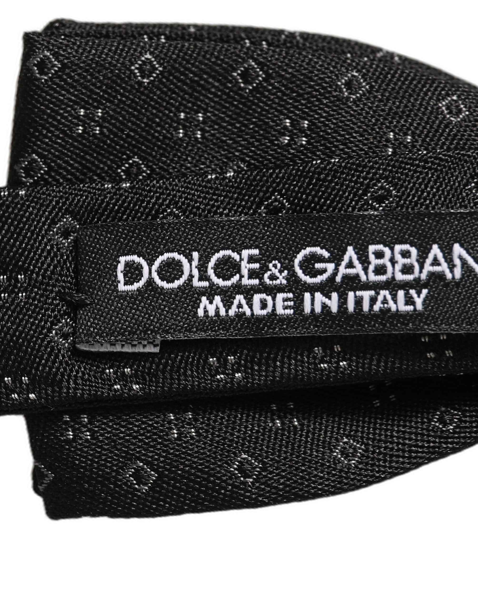 Dolce & Gabbana Black Diamond Pattern Adjustable Neck Papillon Bow Tie